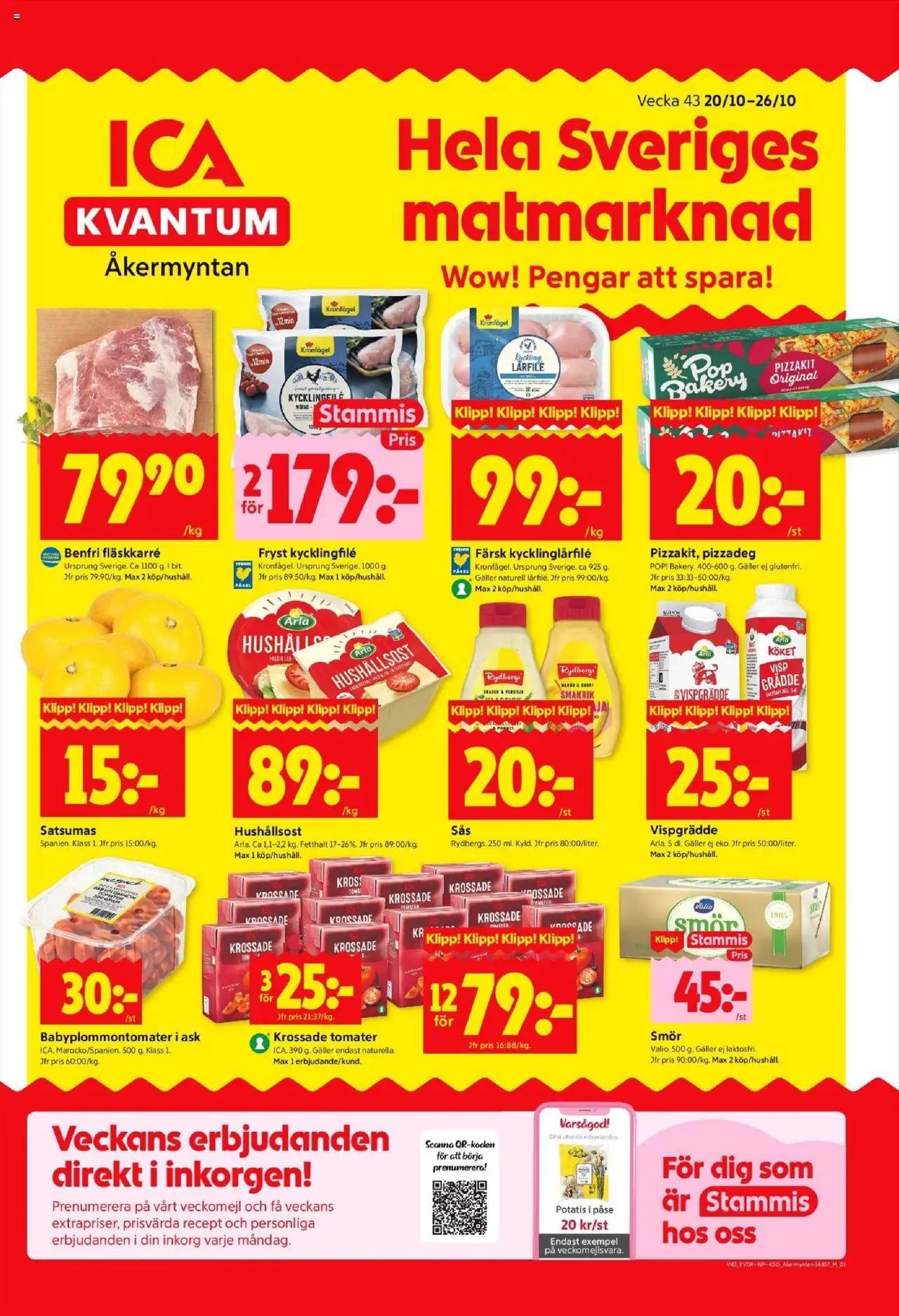 ICA Kvantum reklamblad aktuell från 20.10.2025 | Sida: 1 | Produkter: Visp, Hushållsost, Potatis, Vispgrädde