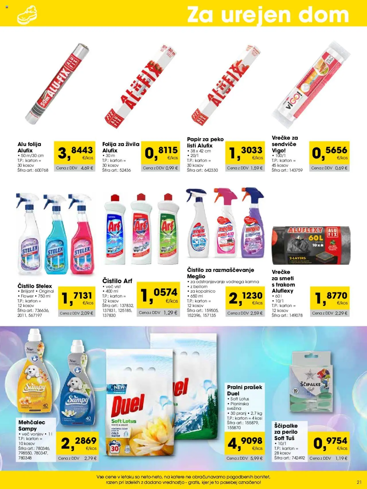 Tuš katalog cash & carry trgovec │ velja od 01.08.2025 | Stran: 21 | Izdelki: Prašek, Mehčalec, Pralni prašek, Folija