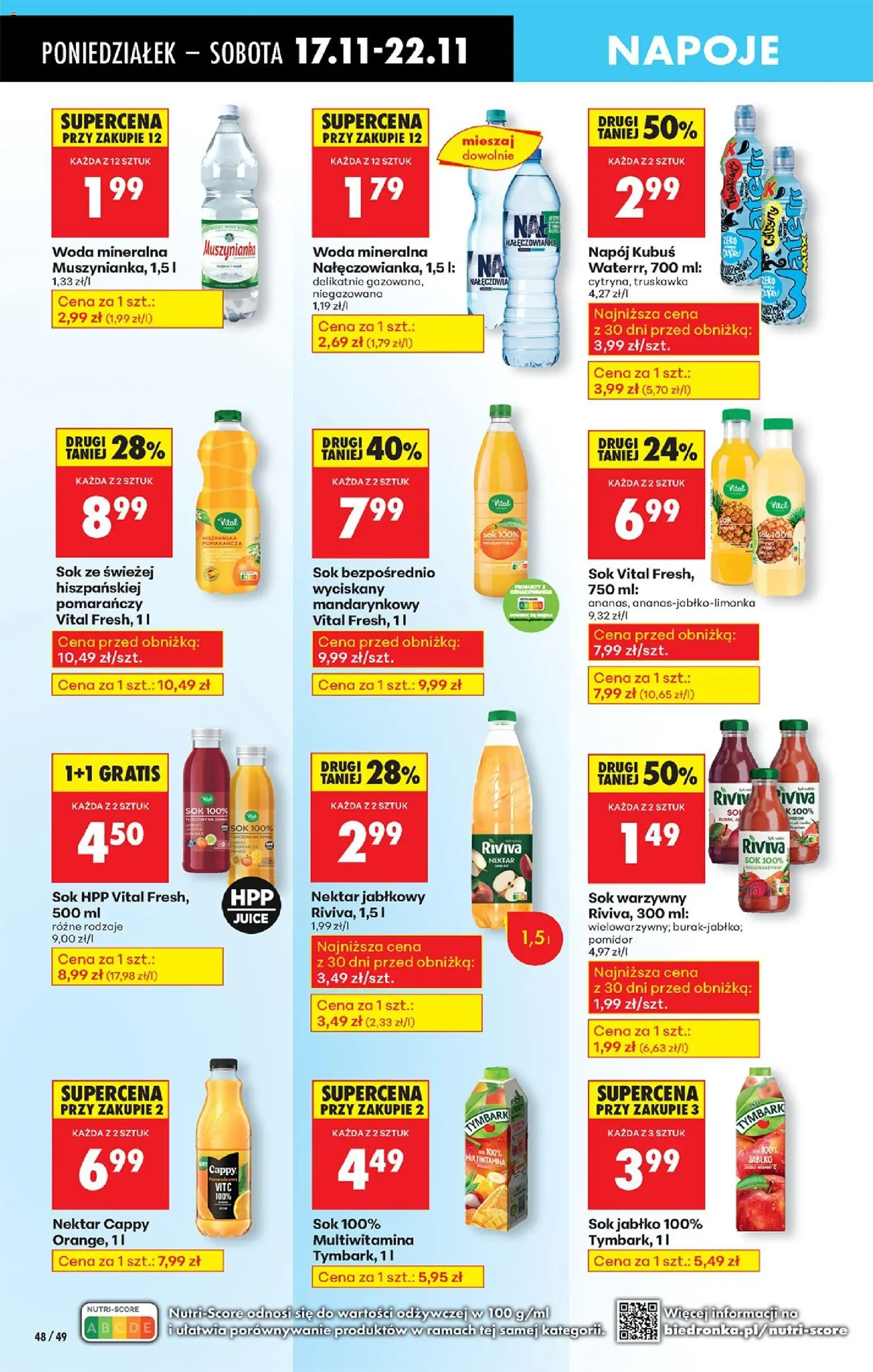 Biedronka gazetka od 17.11.2025 | Strona: 66 | Produkty: Muszynianka, Sok, Woda, Sok warzywny