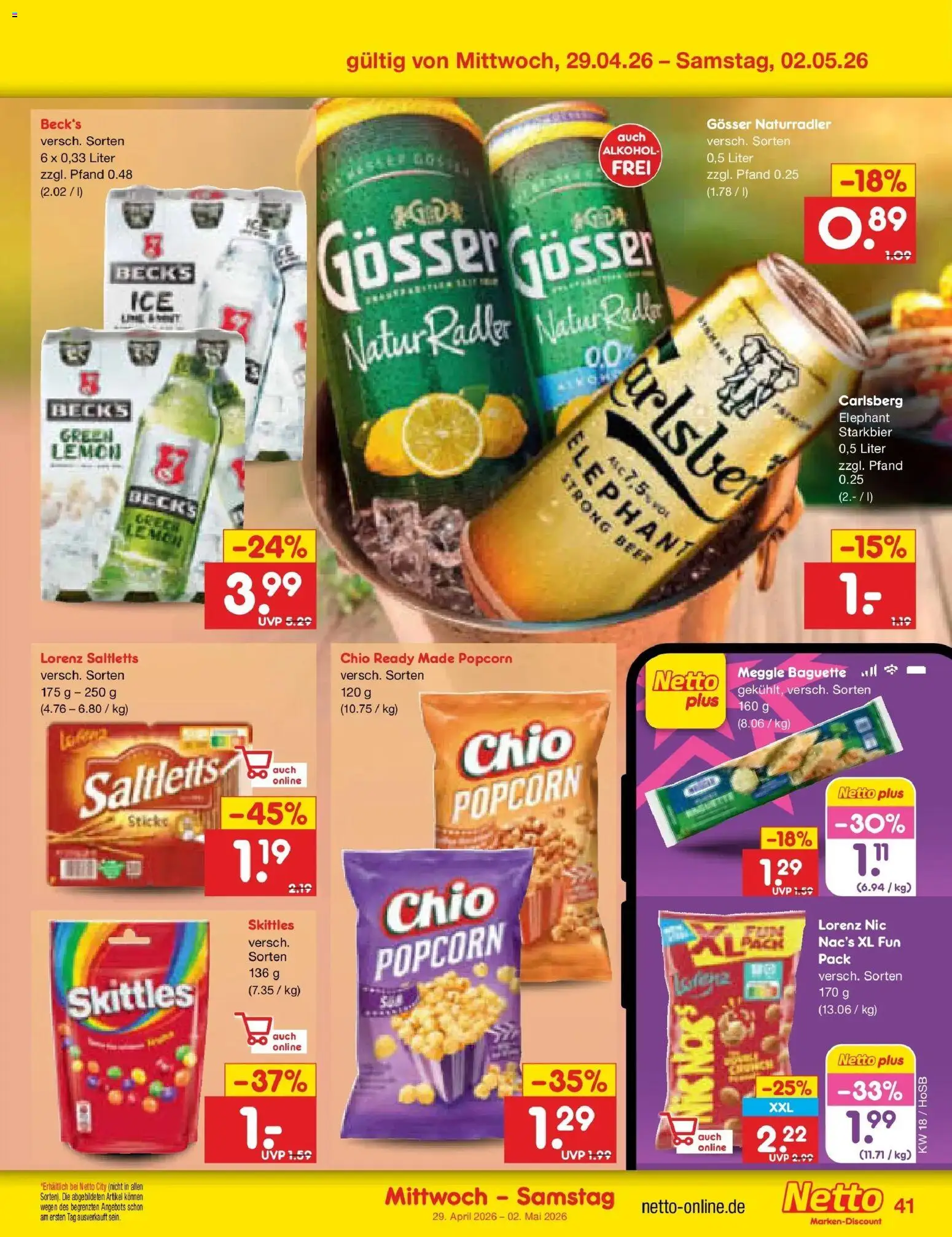 Netto Marken-Discount Prospekt Hannover	 – gültig ab 27.04.2026 | Seite: 55 | Produkte: Carlsberg, Baguette, Radler