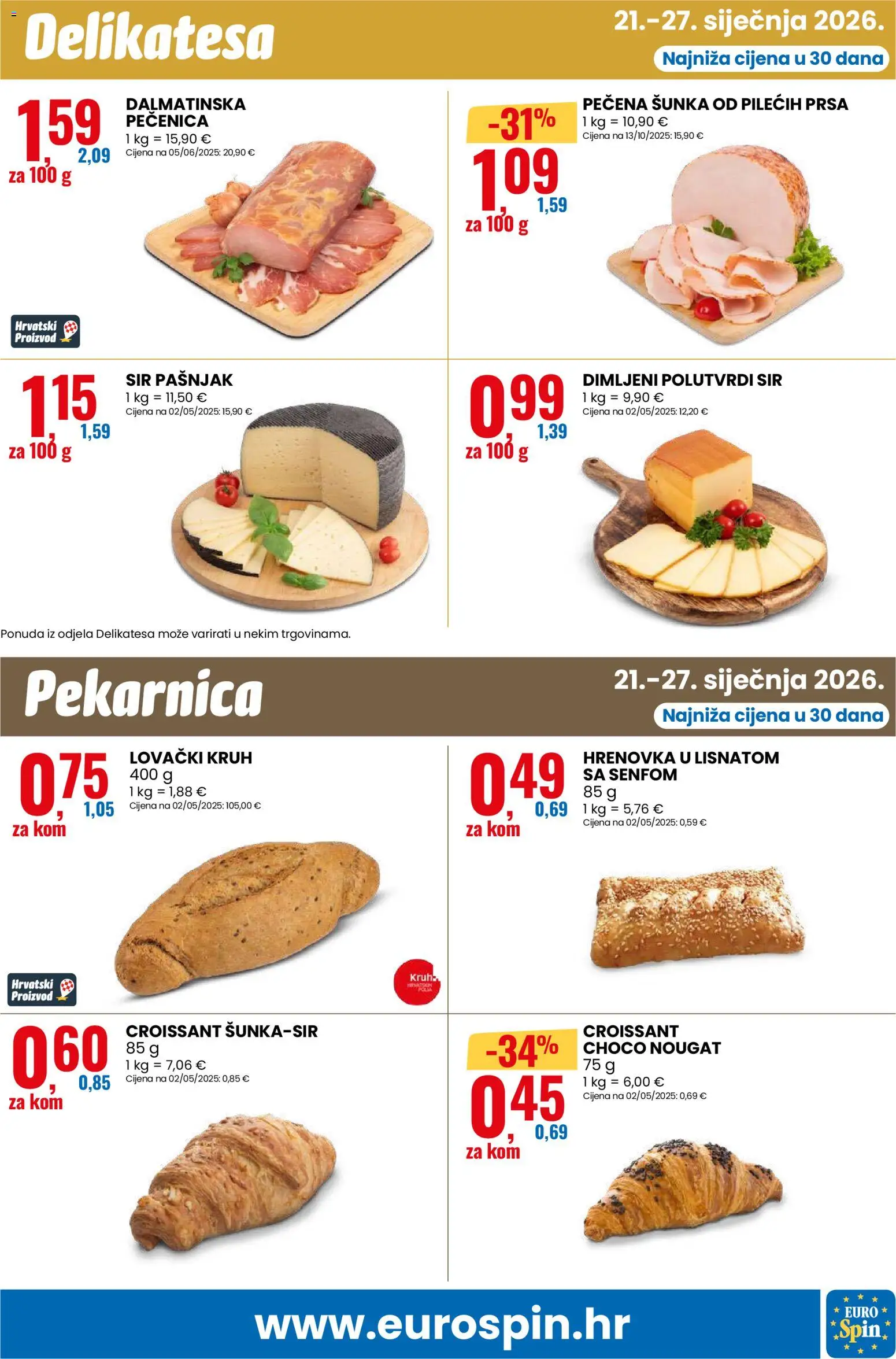 Eurospin katalog | vrijedi od 21.01.2026 | Stranica: 7 | Proizvodi: Sir, Kruh, Šunka