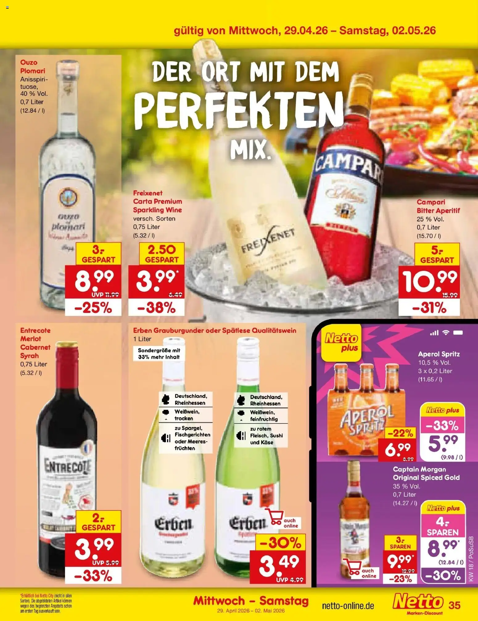 Netto Marken-Discount Prospekt Buttenwiesen	 – gültig ab 27.04.2026 | Seite: 51 | Produkte: Ouzo, Käse, Captain morgan, Aperol