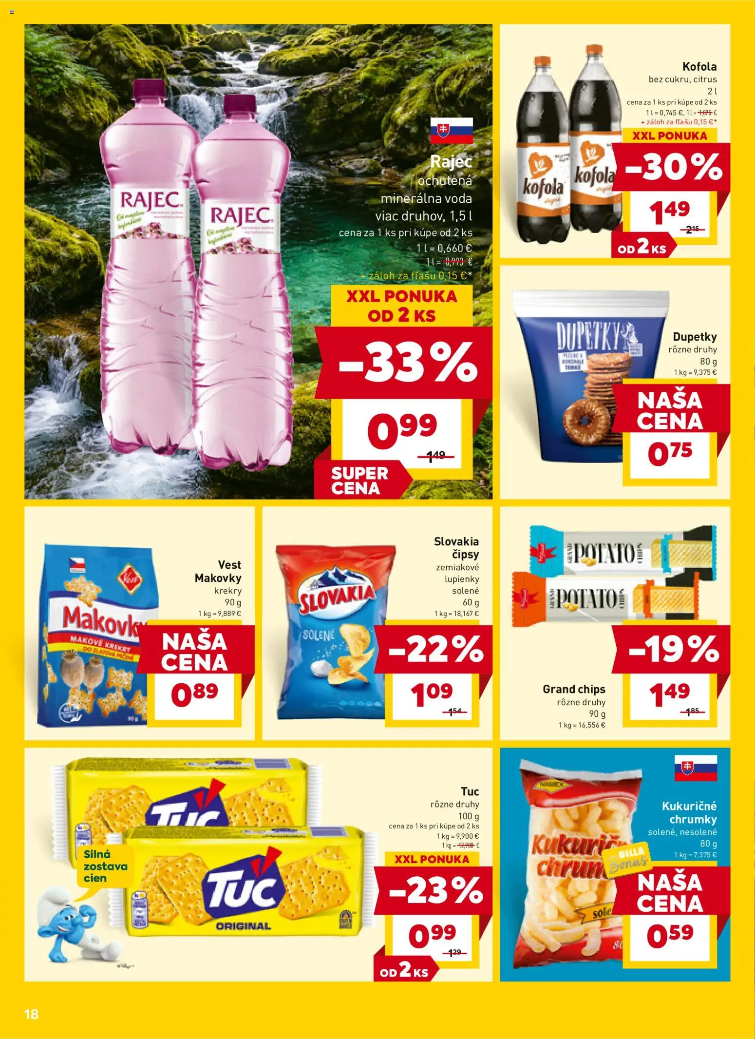 Nové Billa akcie – leták je platný od 02.01.2026 | Strana: 18 | Produkty: Rajec, Kofola, Voda, Minerálna voda