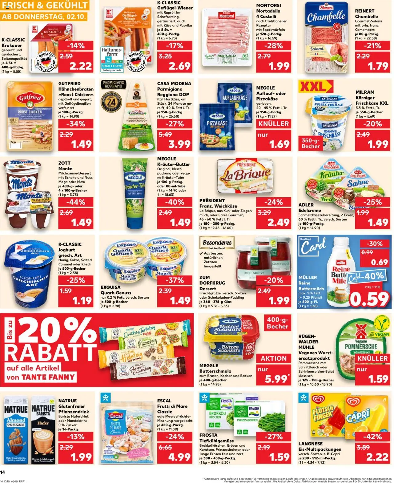 Kaufland Prospekt 	 – gültig ab 02.10.2025 | Seite: 14 | Produkte: Buttermilch, Butter, Frosta, Sahne