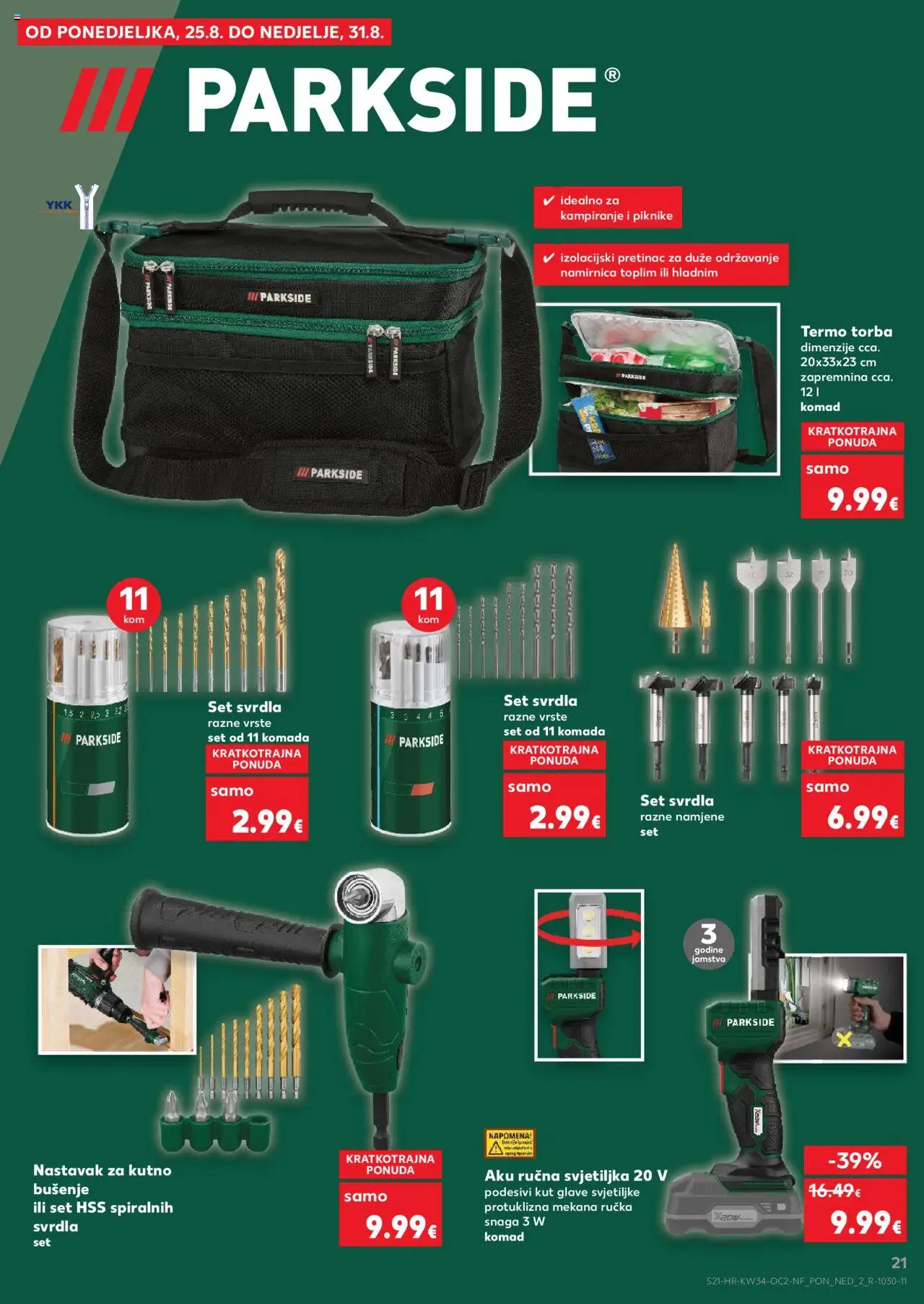Kaufland katalog | vrijedi od 20.08.2025 | Stranica: 21 | Proizvodi: Svjetiljka, Torba, Parkside