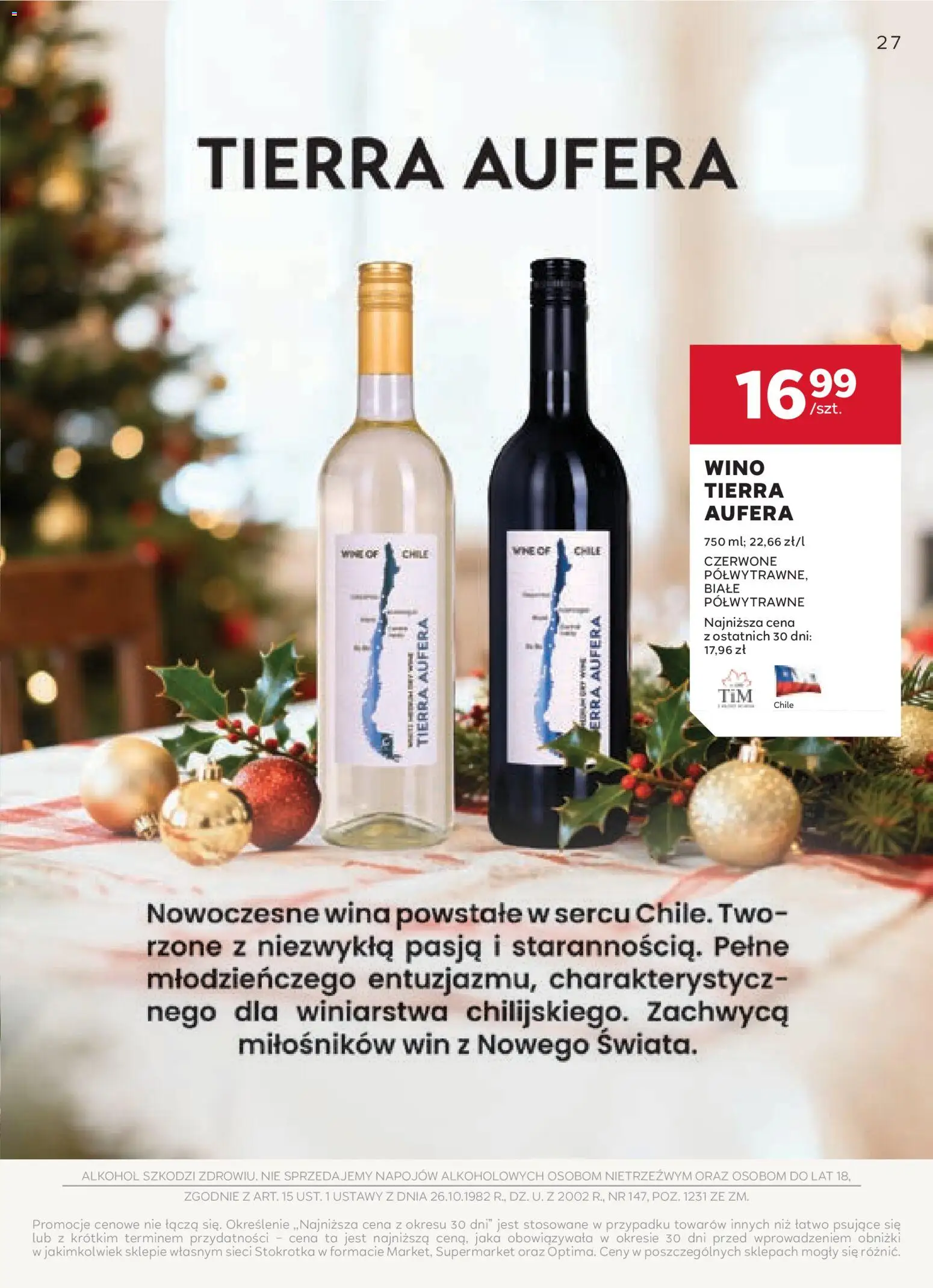 Stokrotka Gazetka - Oferta alkoholowa od 04.12.2025 | Strona: 27 | Produkty: Stokrotka, Wino, Alkohol