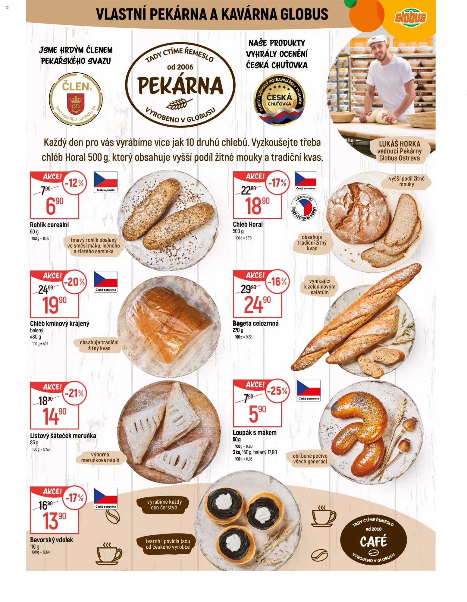 Globus leták - Ostrava od 07.01.2026 | Strana: 8 | Produkty: Chléb, Rohlík, Tvaroh, Pekárna