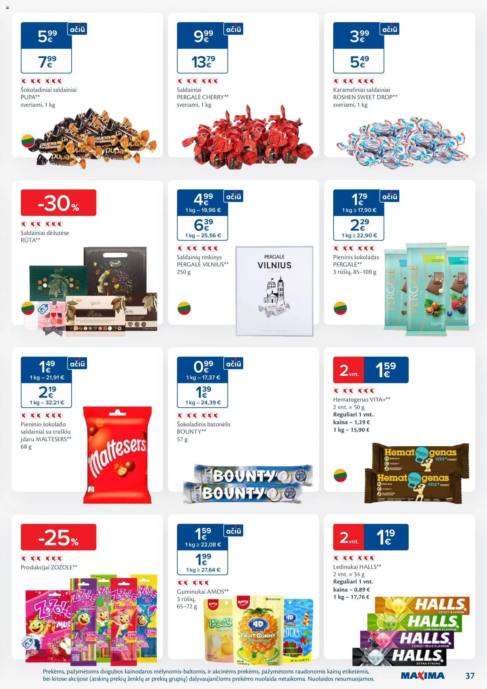 MAXIMA akcijos nuo 24.02.2026 | Puslapis: 37 | Prekių: Šokoladas, Guminukai, Šokoladinis batonėlis, Saldainiai