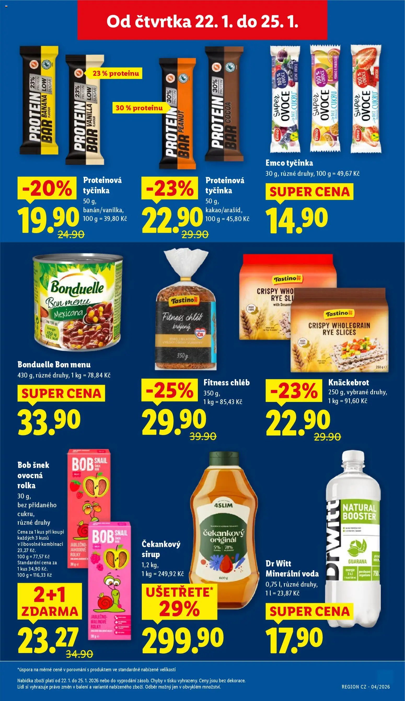 Lidl leták od 22.01.2026 | Strana: 19 | Produkty: Chléb, Proteinová tyčinka, Marakuja, Minerální voda