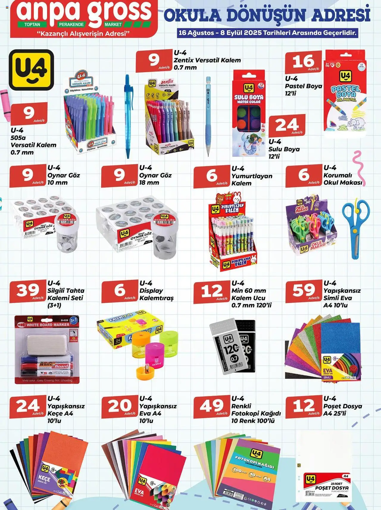 Anpa Gross Okula Dönüş Başlasın! - 16.08.2025 tarihinden itibaren geçerlidir | Sayfa: 10 | Ürünler: Pastel boya, Sulu boya, Kalem ucu, Poşet dosya