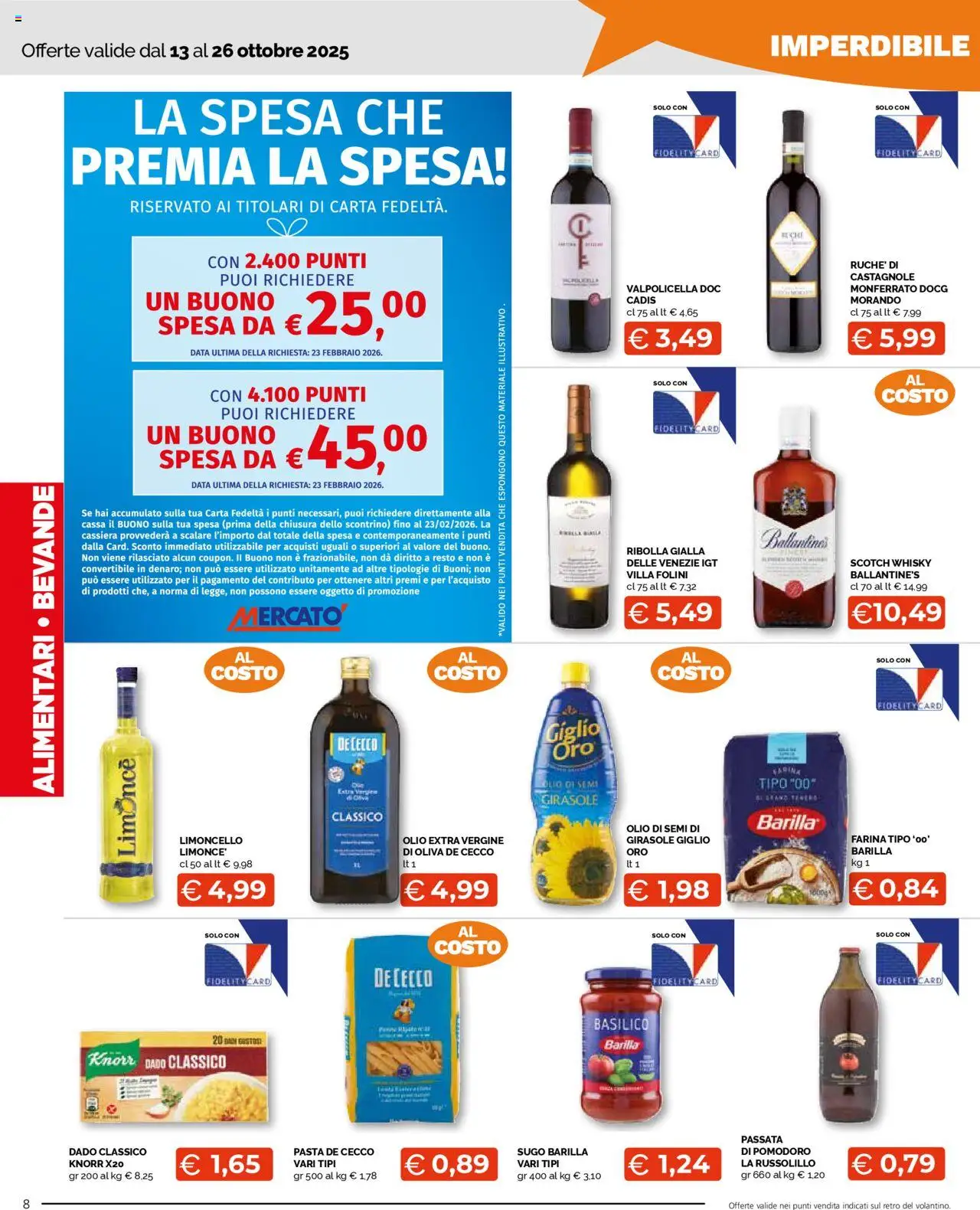 Volantino Mercatò del 13.10.2025 | Pagina: 8 | Prodotti: Farina, Data, Olio extra vergine, Sugo