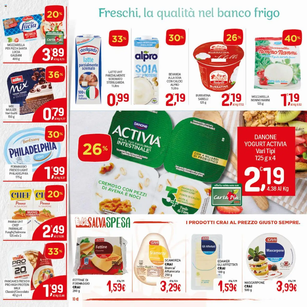 Volantino CRAI del 02.10.2025 | Pagina: 10 | Prodotti: Cioccolato, Pizza, Panna, Mozzarella