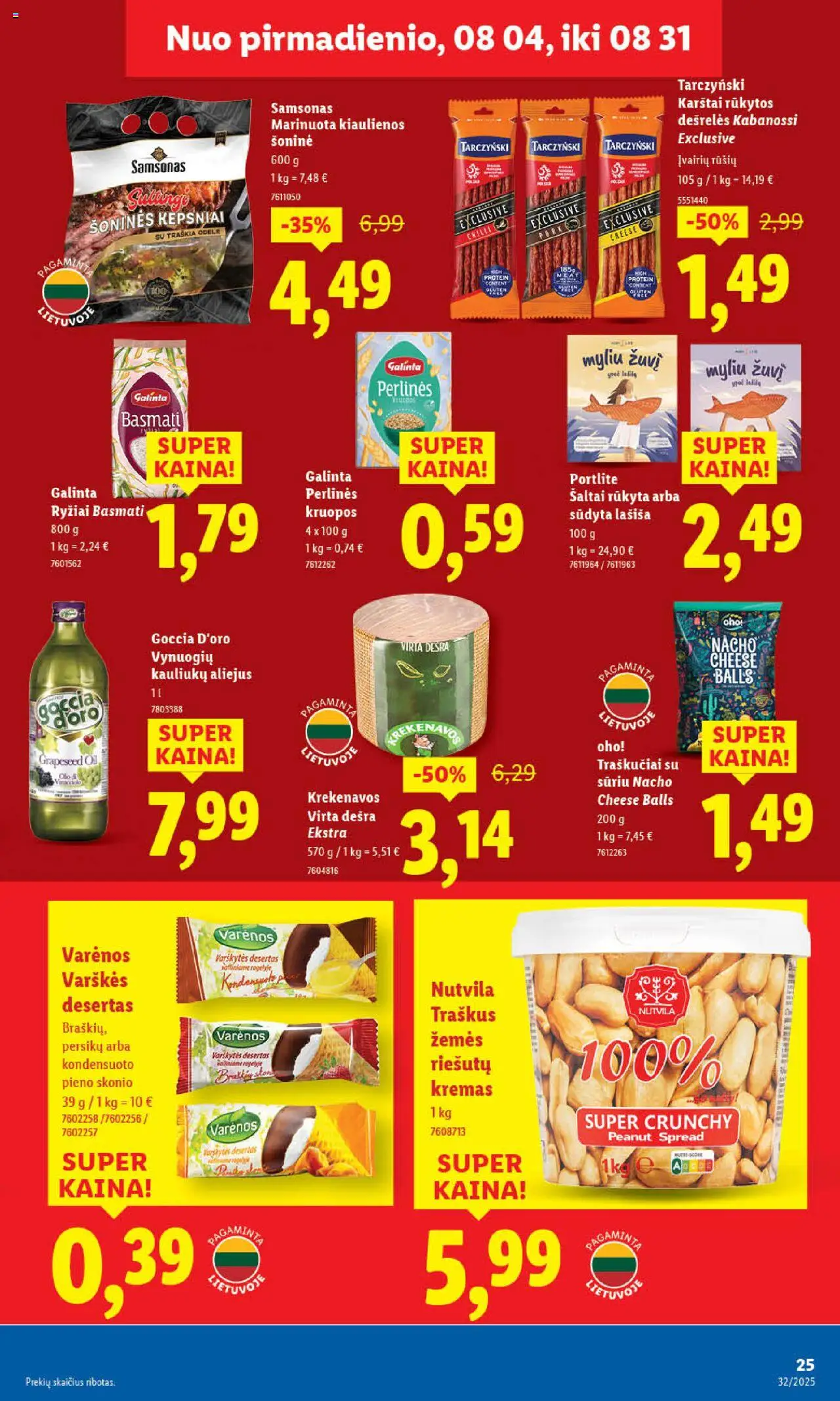 LIDL leidinys│galioja nuo 07.08.2025 | Puslapis: 35 | Prekių: Kiaulienos, Dešrelės, Dešra, Ryžiai