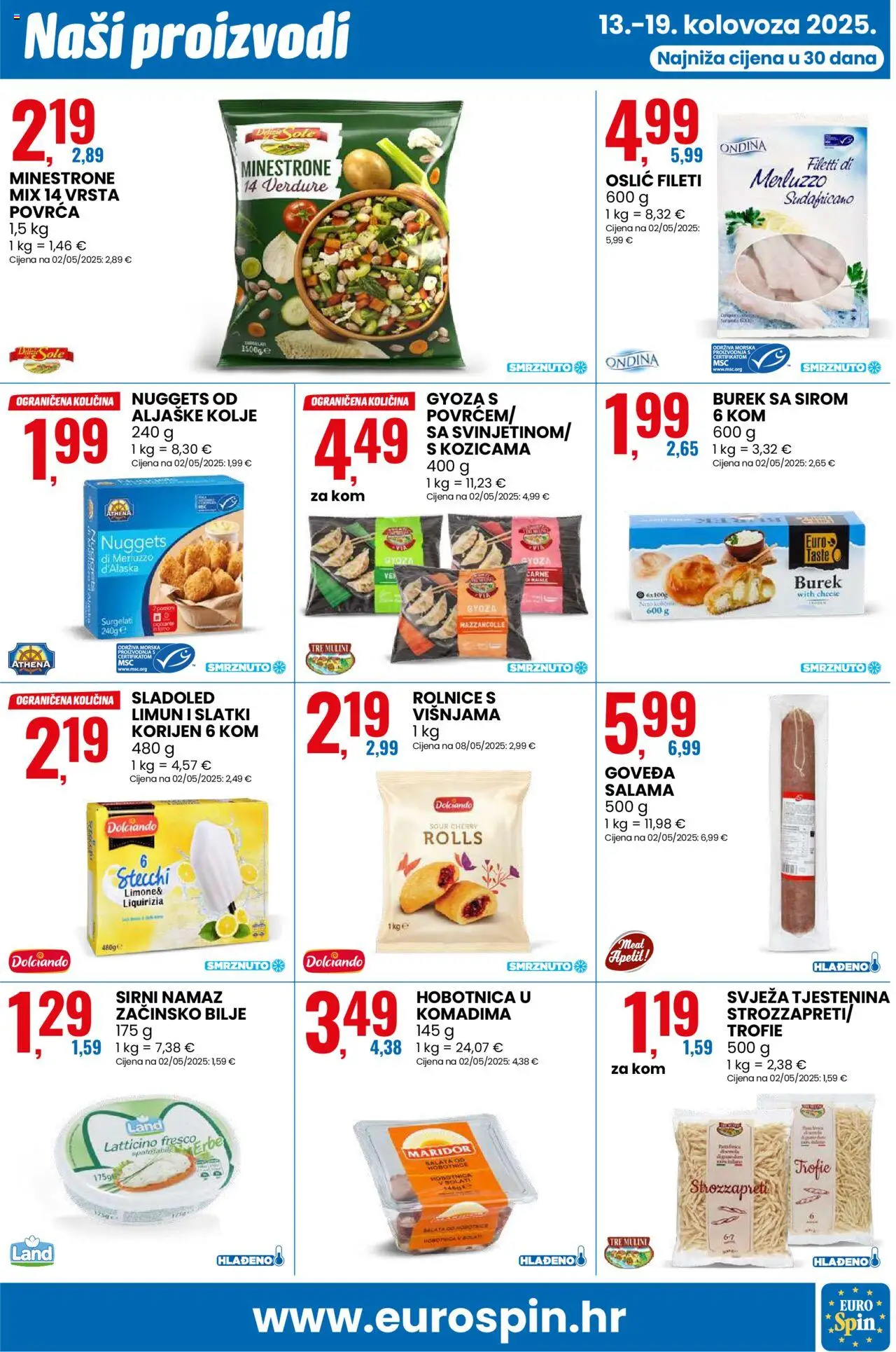 Eurospin katalog | vrijedi od 13.08.2025 | Stranica: 9 | Proizvodi: Salama, Sladoled, Limun, Burek