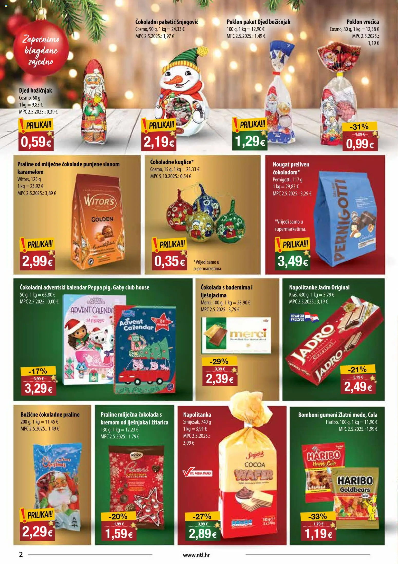 NTL katalog | vrijedi od 26.11.2025 | Stranica: 2 | Proizvodi: Čokolada, Bomboni, Merci, Poklon vrećica