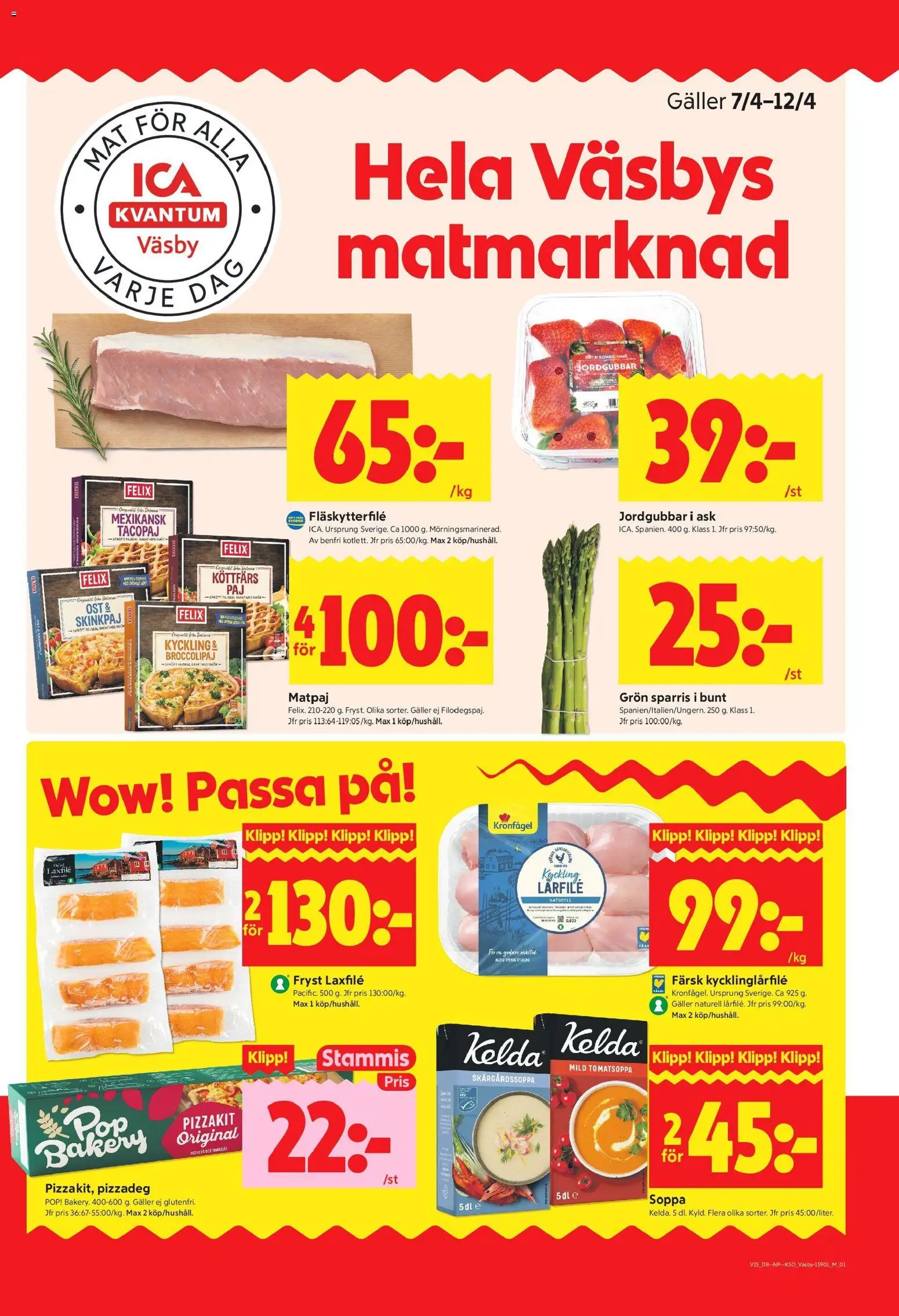 ICA Kvantum reklamblad aktuell från 06.04.2026 | Sida: 1 | Produkter: Galler, Fläskytterfilé, Jordgubbar, Sparris