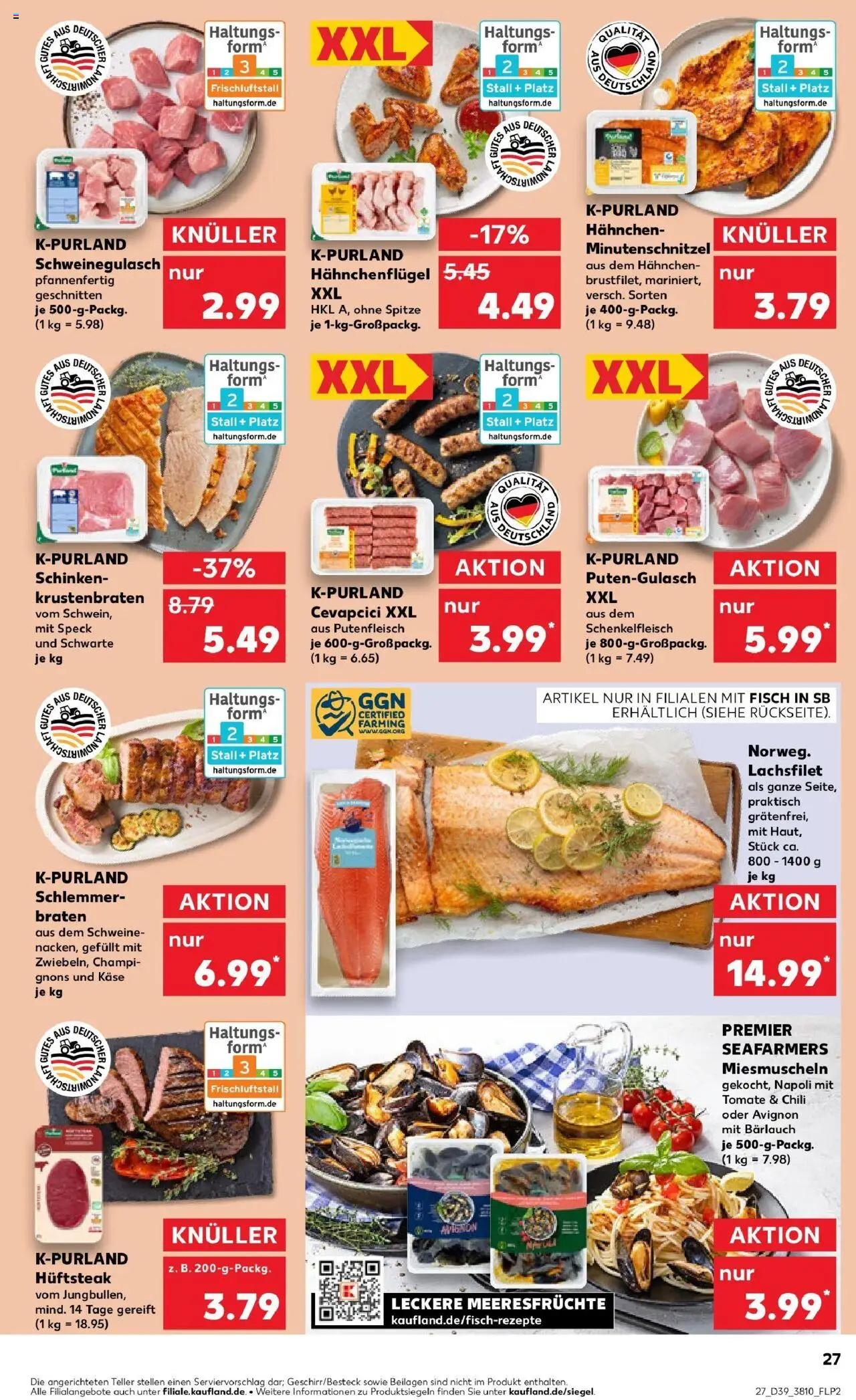 Kaufland prospekt Oranienburg	 – gültig ab 28.09.2025 | Seite: 27 | Produkte: Cevapcici, Krustenbraten, Champignons, Meeresfrüchte
