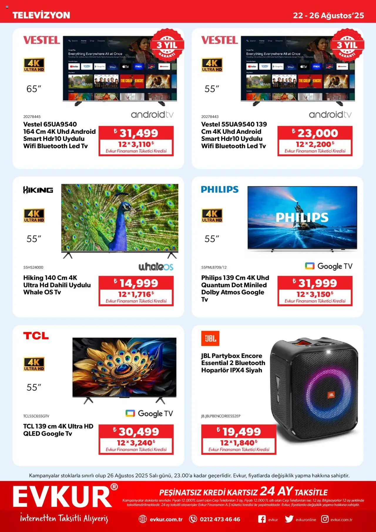 Evkur Katalog - 22.08.2025 tarihinden itibaren geçerlidir | Sayfa: 4 | Ürünler: TV, Televizyon, Hoparlör