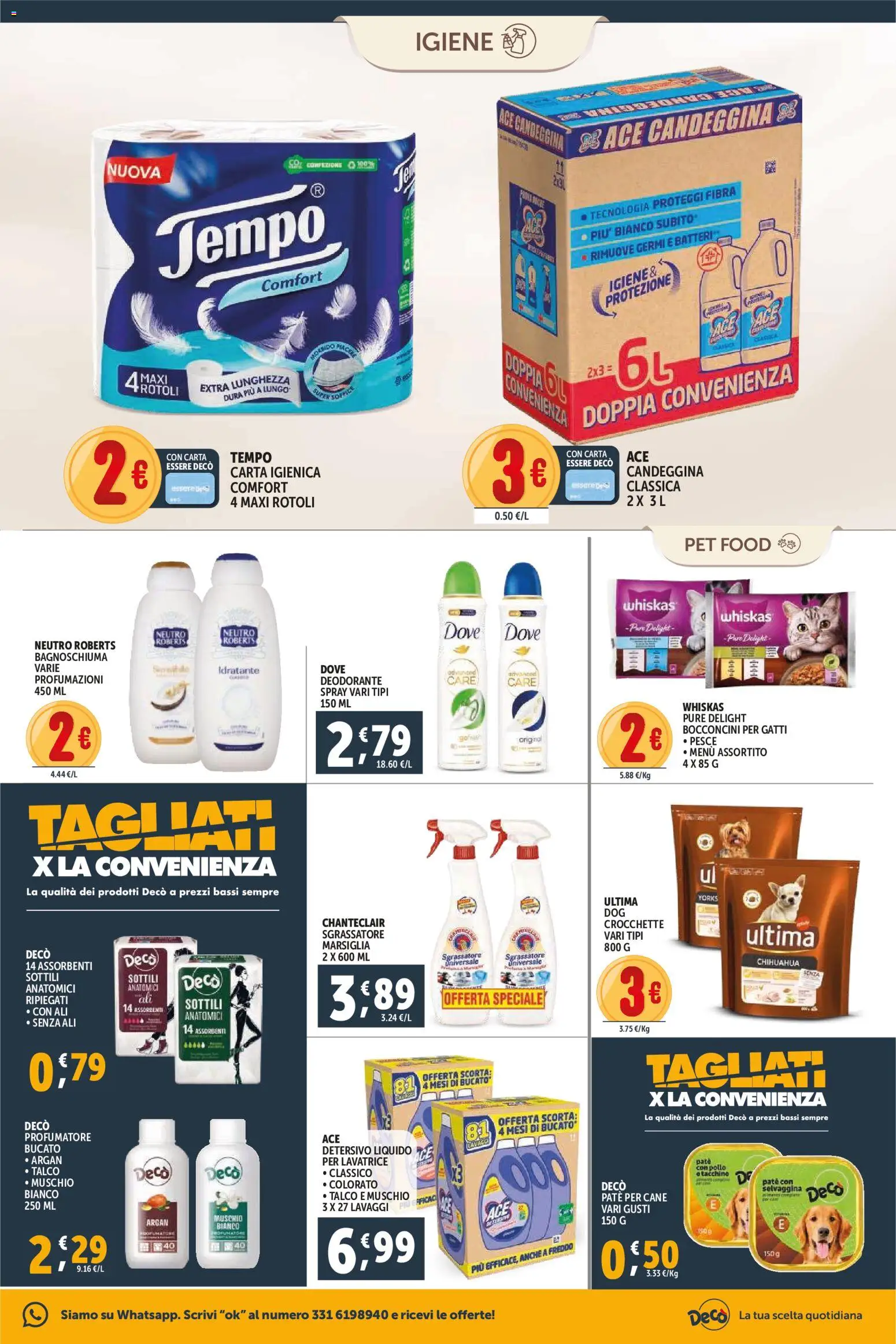 Volantino Decò del 11.02.2026 | Pagina: 11 | Prodotti: Paté, Bagnoschiuma, Candeggina, Tacchino