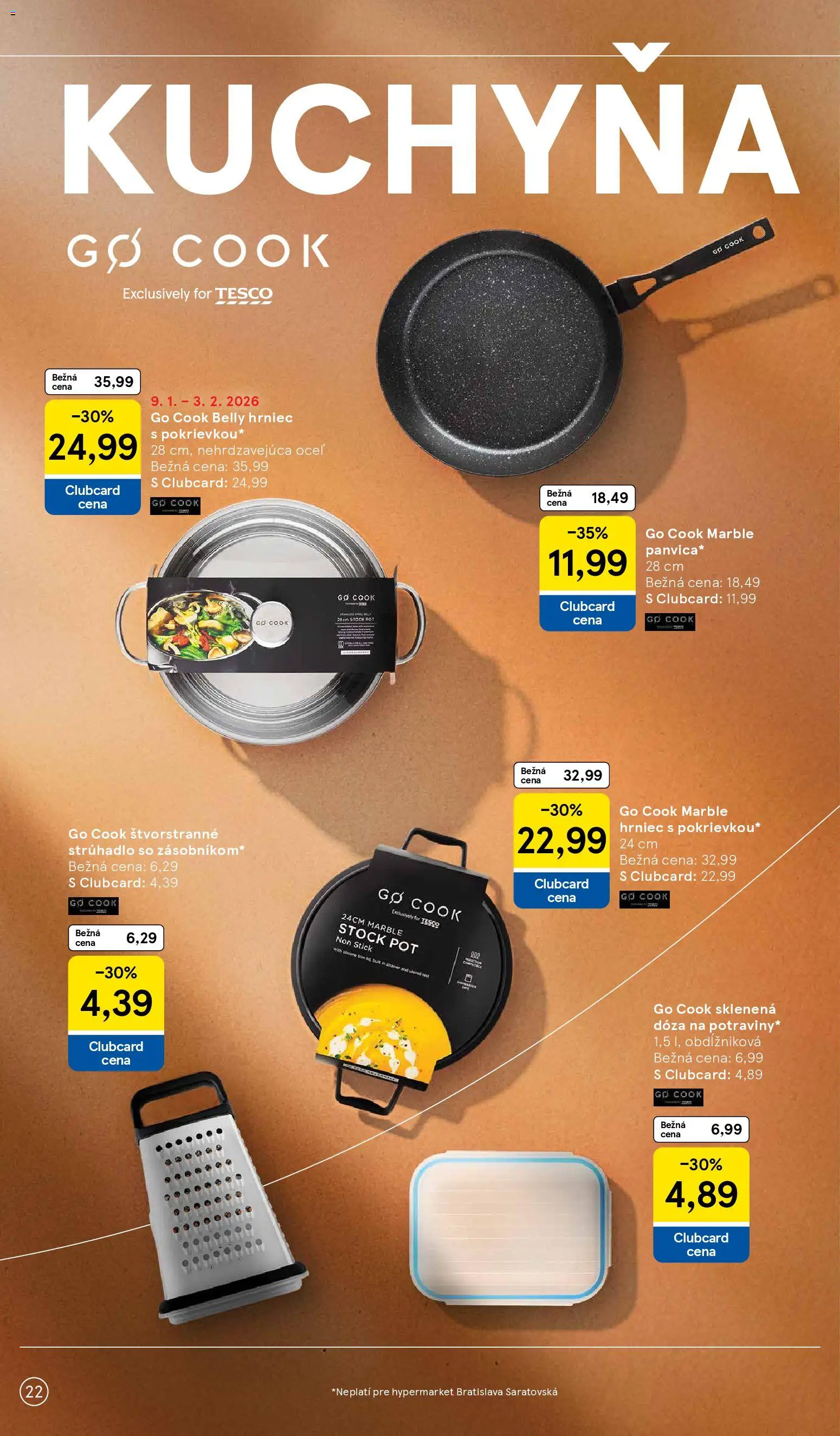 Nové Tesco akcie – leták je platný od 07.01.2026 | Strana: 22 | Produkty: Kuchyňa, Strúhadlo