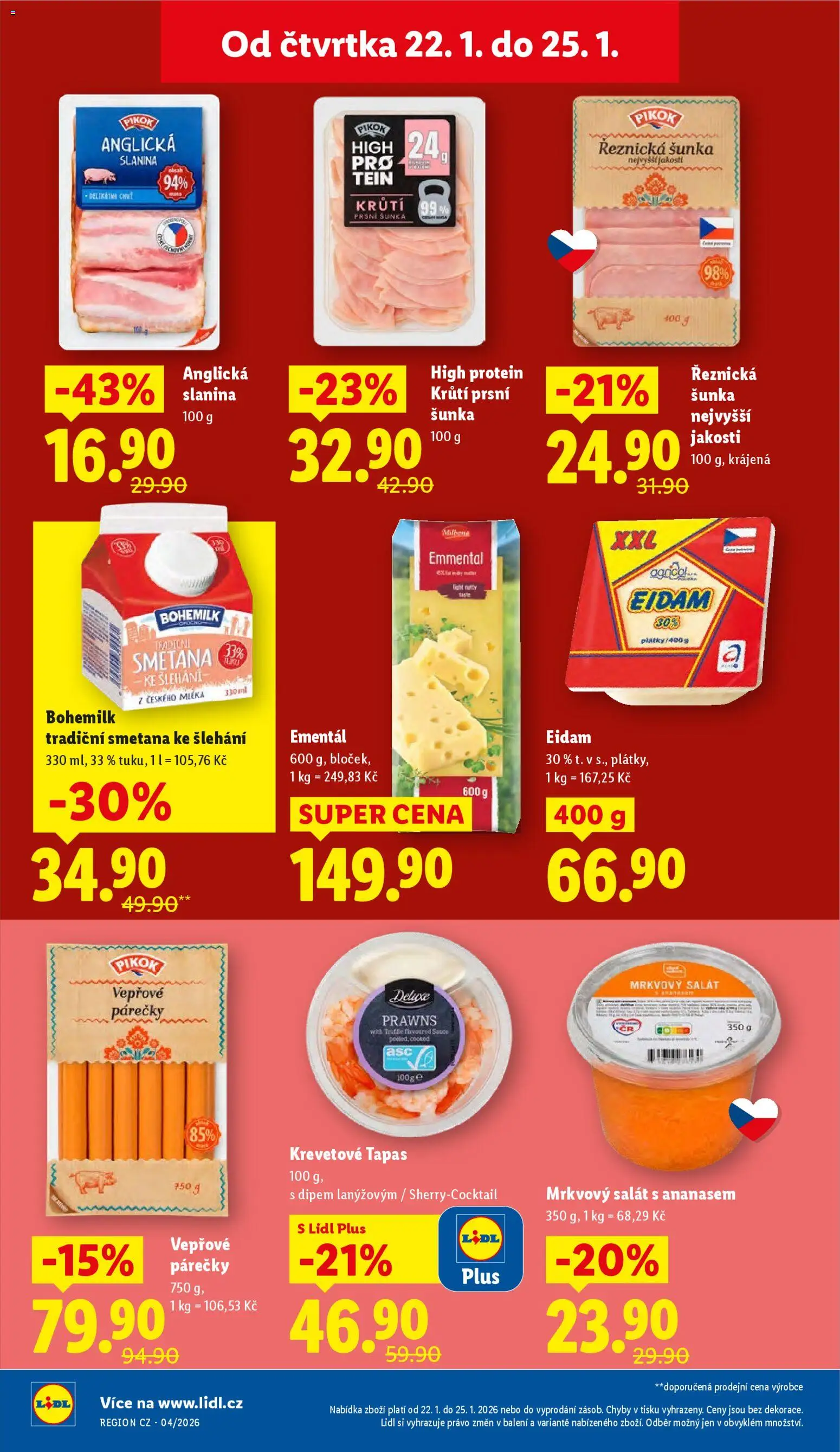 Lidl leták od 22.01.2026 | Strana: 12 | Produkty: Tapas, Ementál, Anglická slanina, Deluxe
