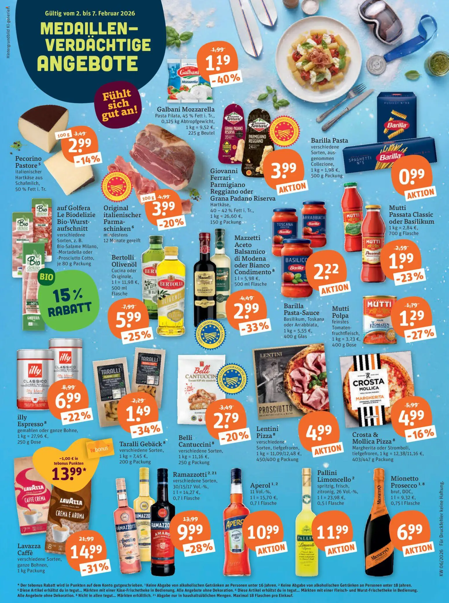 Tegut Prospekt 	 – gültig ab 02.02.2026 | Seite: 2 | Produkte: Tomaten, Limoncello, Schinken, Pizza