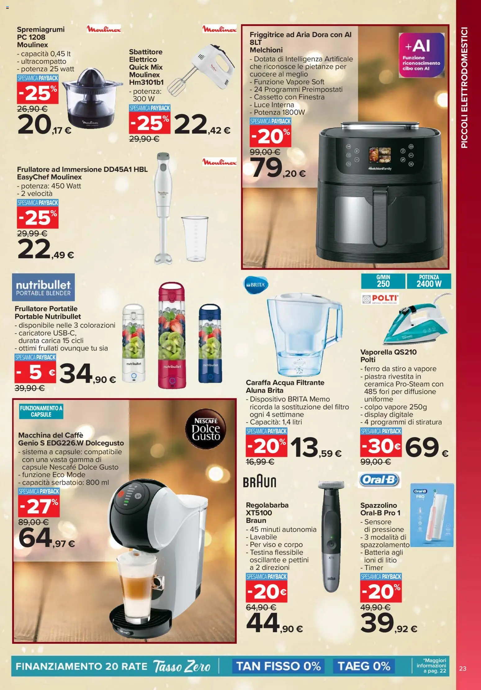 Volantino Carrefour del 13.11.2025 | Pagina: 23 | Prodotti: Friggitrice ad aria, Frullatore, Ferro da stiro, Friggitrice