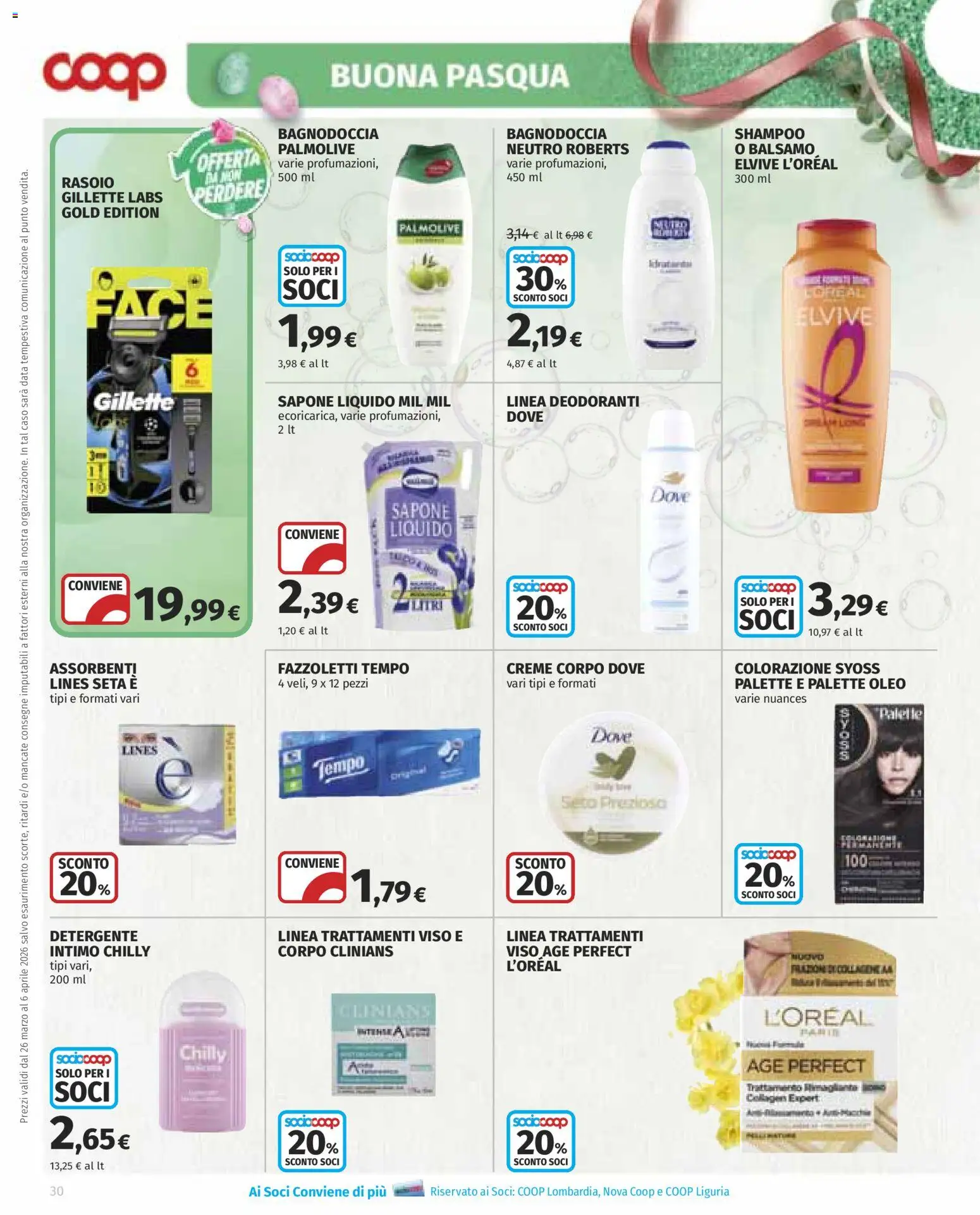 Volantino COOP del 26.03.2026 | Pagina: 30 | Prodotti: Balsamo, Rasoio, Detergente, Fazzoletti