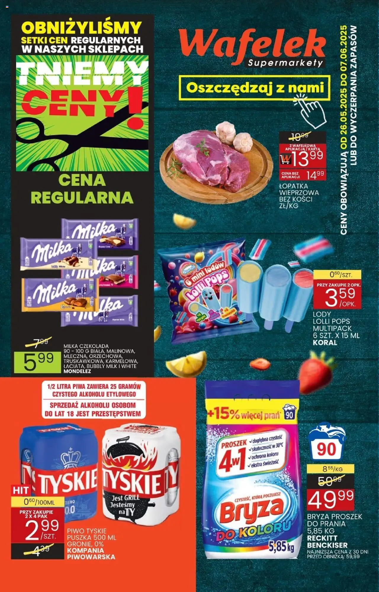 Wafelek Gazetka od 26.05.2025 | Strona: 1 | Produkty: Grill, Czekolada milka, Milka, Detergent