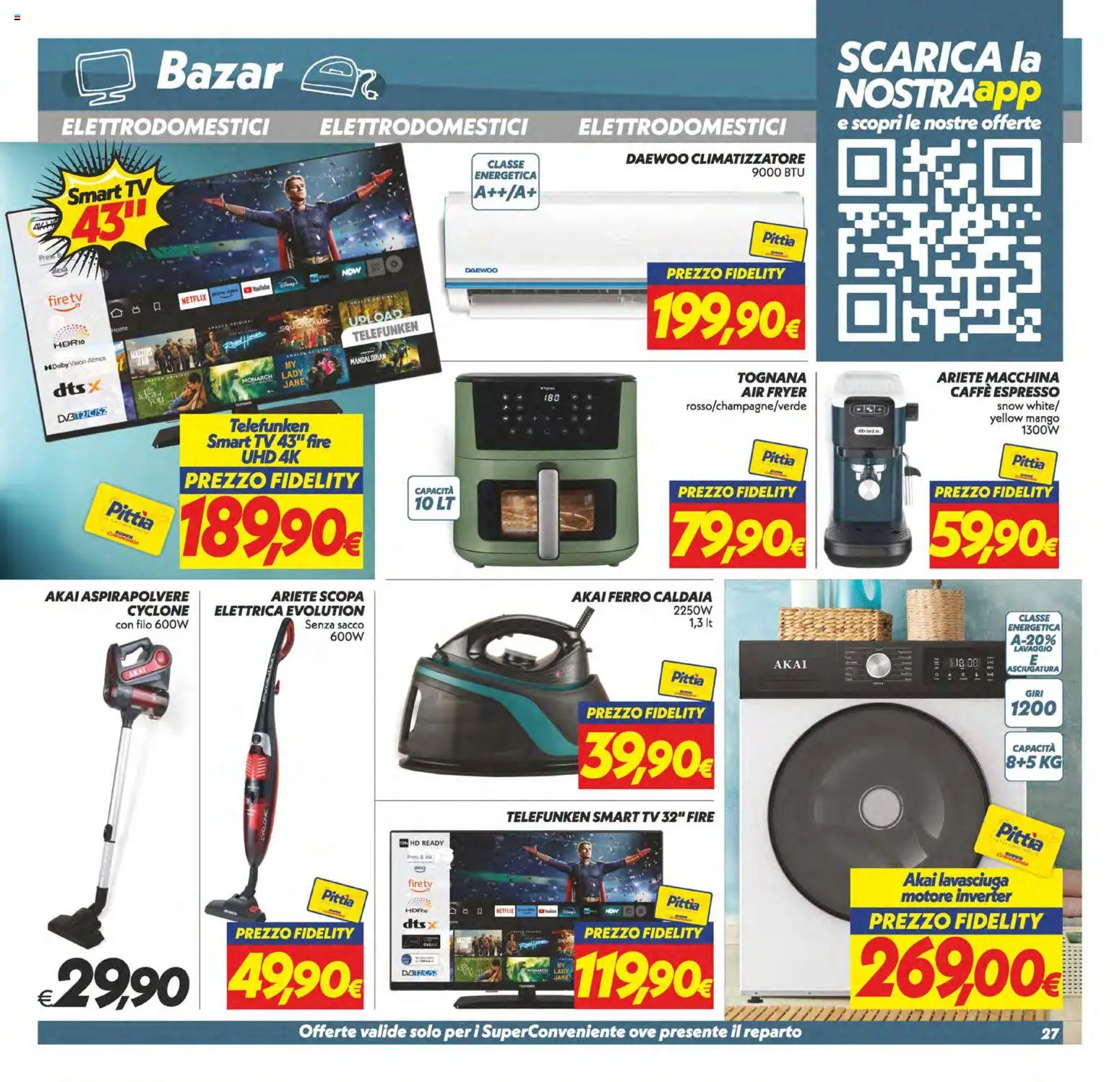 Volantino SuperConveniente del 04.11.2025 | Pagina: 27 | Prodotti: Climatizzatore, Caffè, Lavasciuga, TV