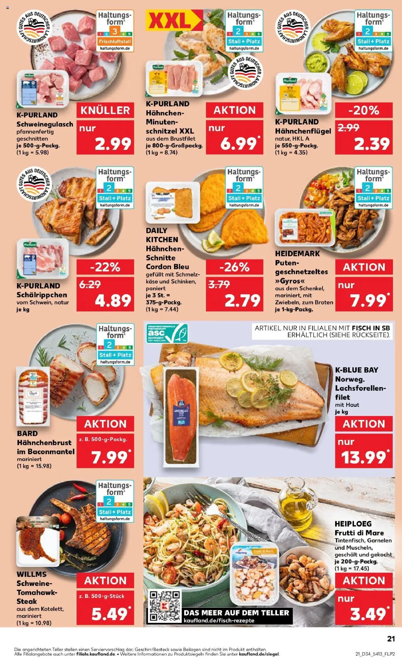 Kaufland prospekt Remscheid	 - gültig ab dem 21.08.2025 | Seite: 21 | Produkte: Schweinegulasch, Garnelen, Schnitzel, Hahnchenbrust