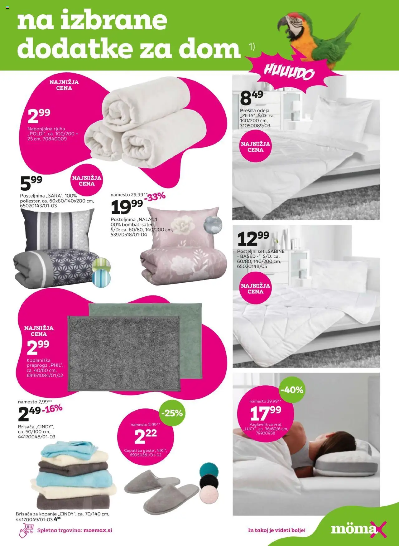 Novi Mömax katalog ponudbe – veljaven od 04.06.2025 | Stran: 3 | Izdelki: Vzglavnik, Odeja, Posteljnina, Copati