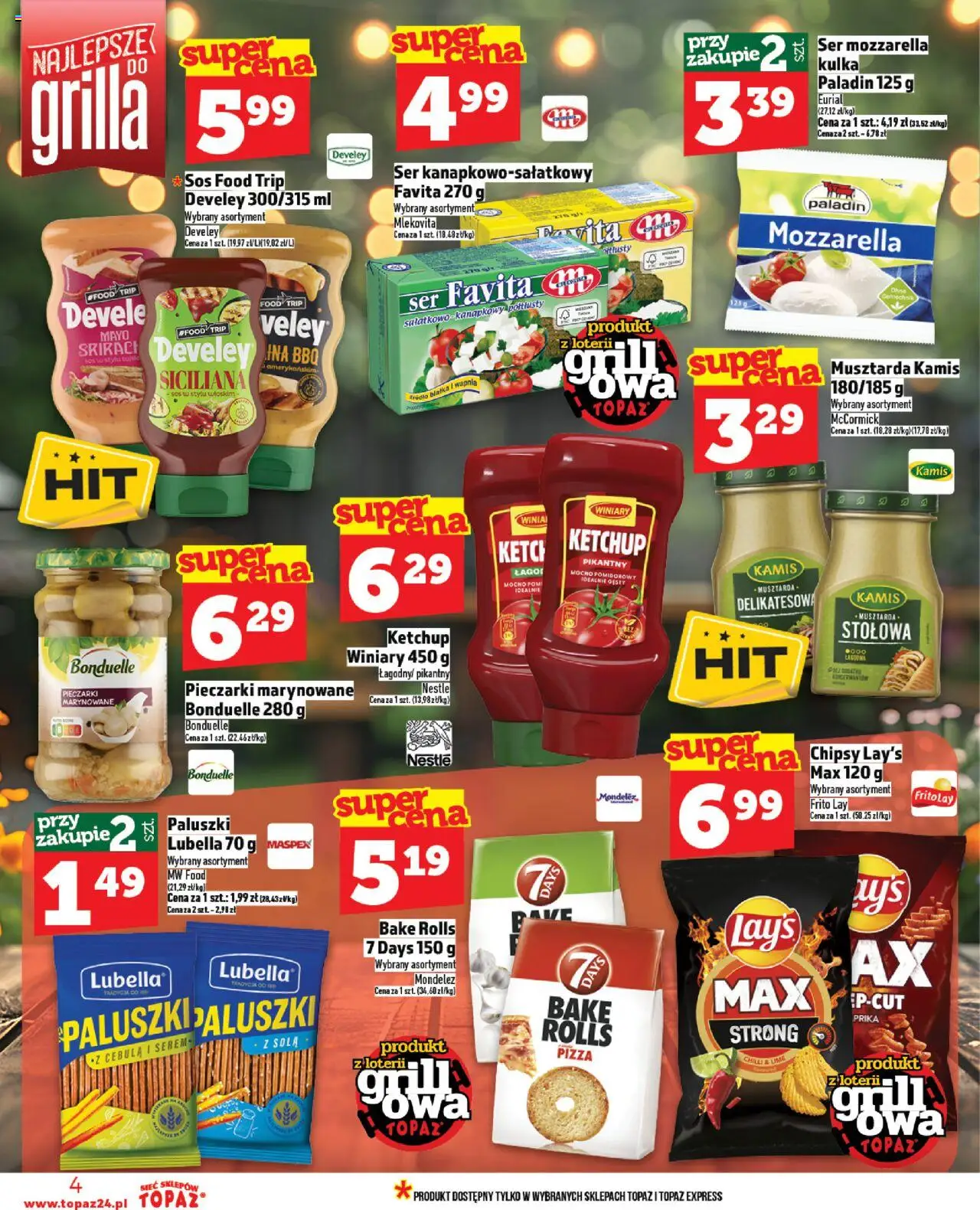 Topaz Gazetka MAZ od 05.06.2025 | Strona: 4 | Produkty: Pieczarki, Ketchup, Ser, Pizza
