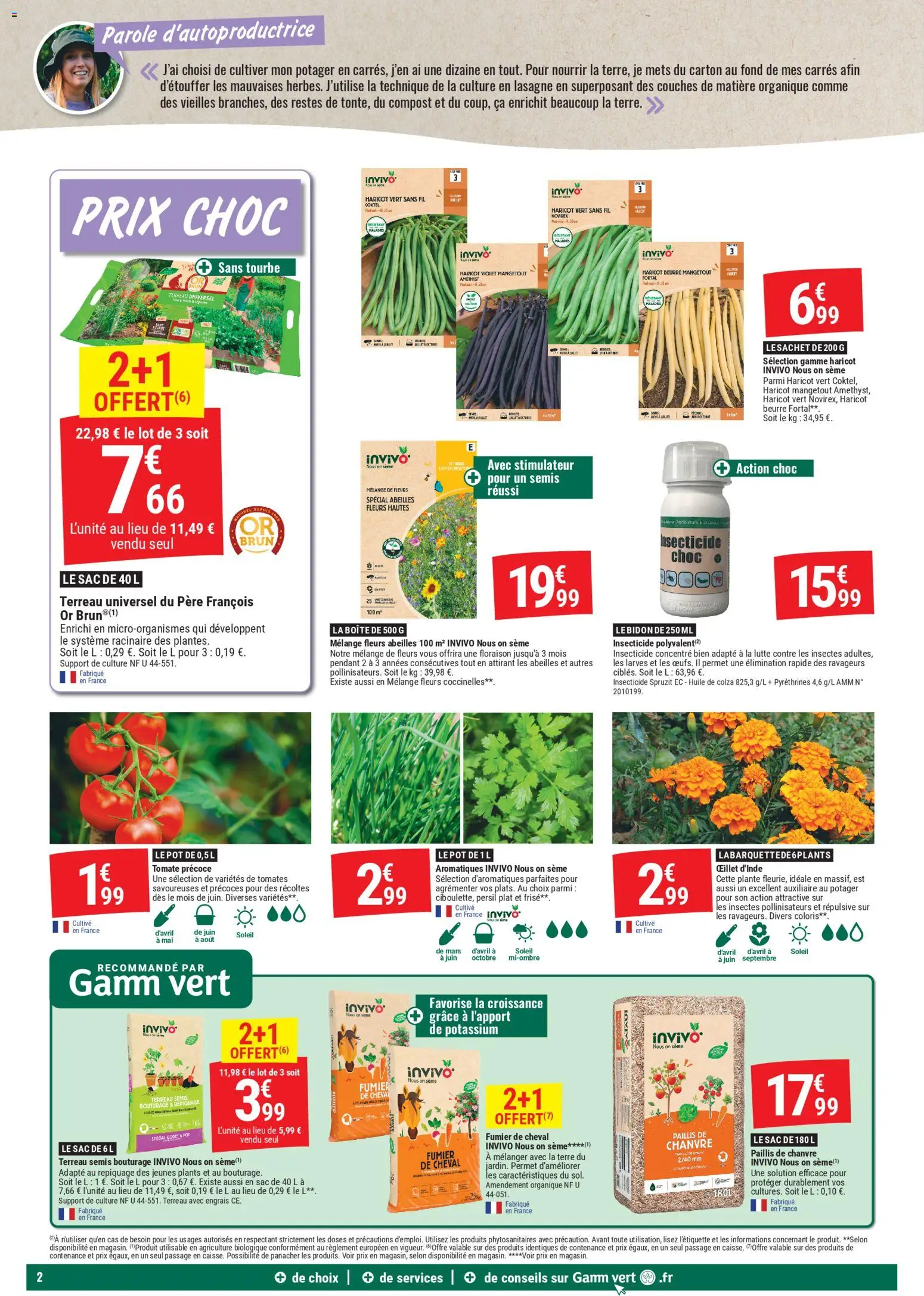 {H1} | Page: 2 | Produits: Sac, Terreau Universel, Haricot vert, Beurre