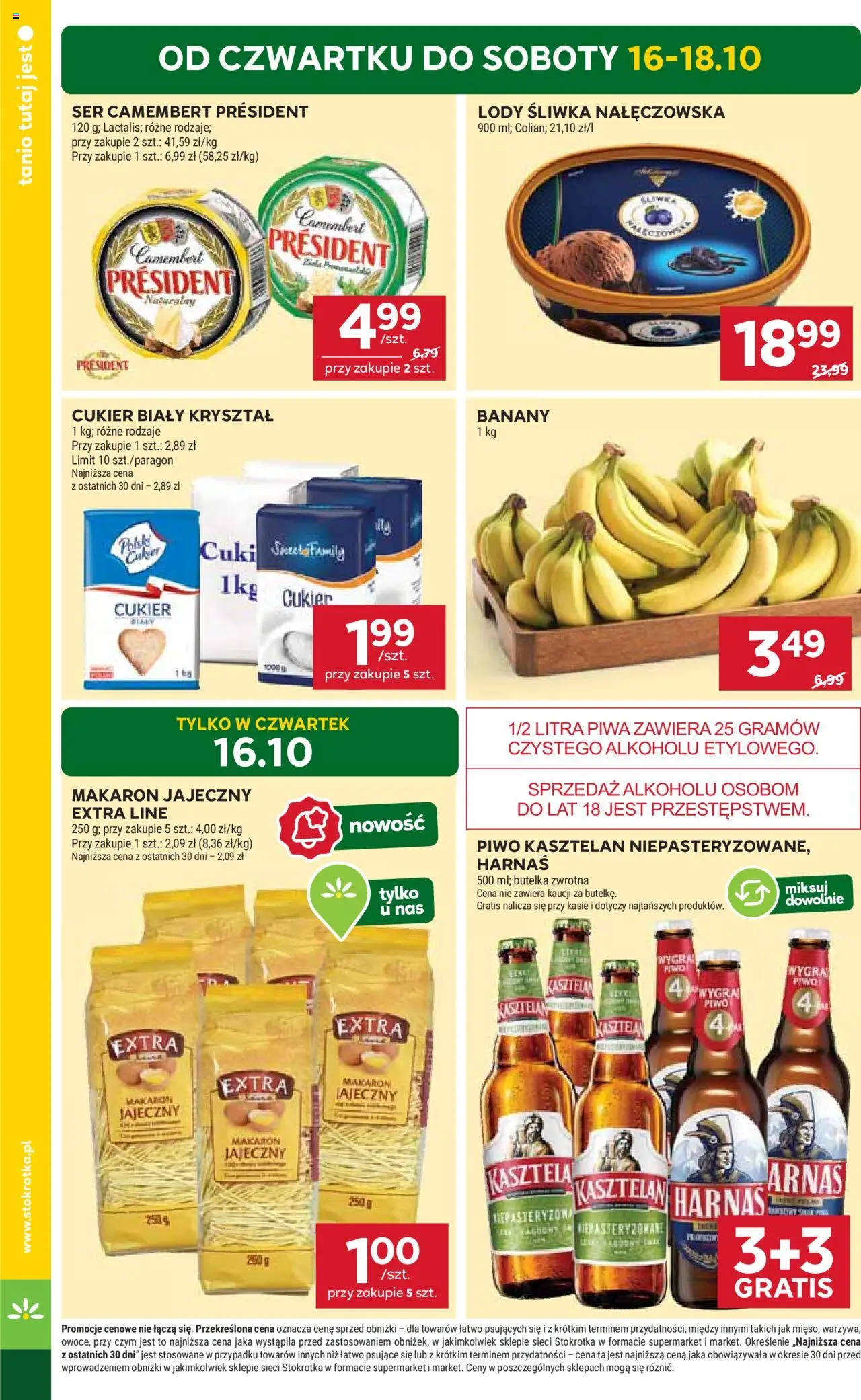 Stokrotka Gazetka od 16.10.2025 | Strona: 2 | Produkty: Harnaś, Banany, Makaron, Lody