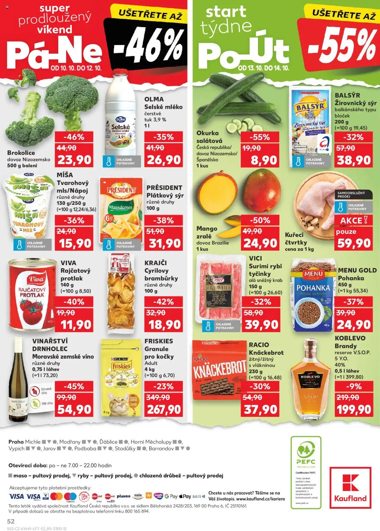 Kaufland leták - Praha 4 od 08.10.2025 | Strana: 52 | Produkty: Bílé víno, Kuřecí čtvrtky, Purina, Friskies granule