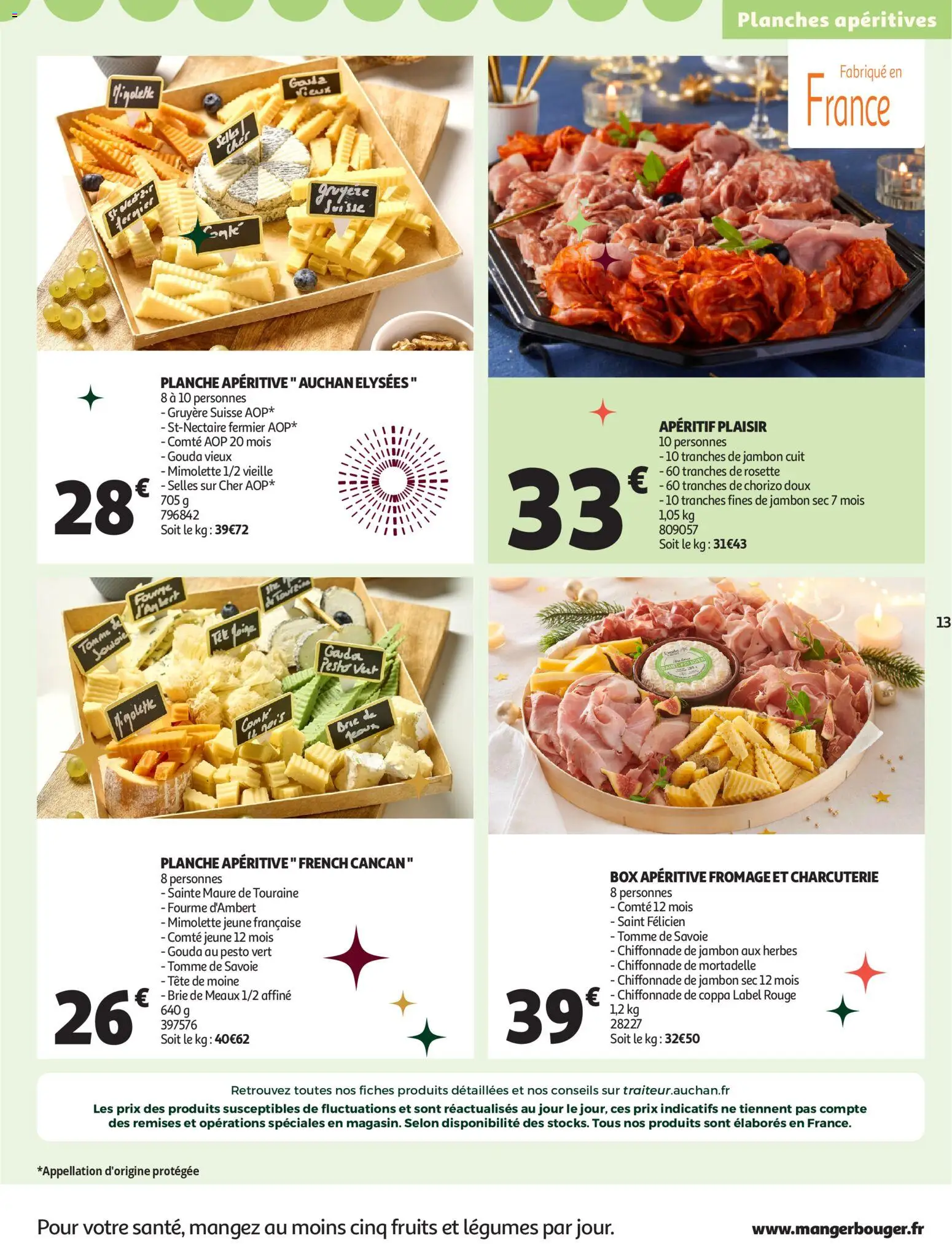 {H1} | Page: 13 | Produits: Chorizo, Pesto, Fromage, Jambon