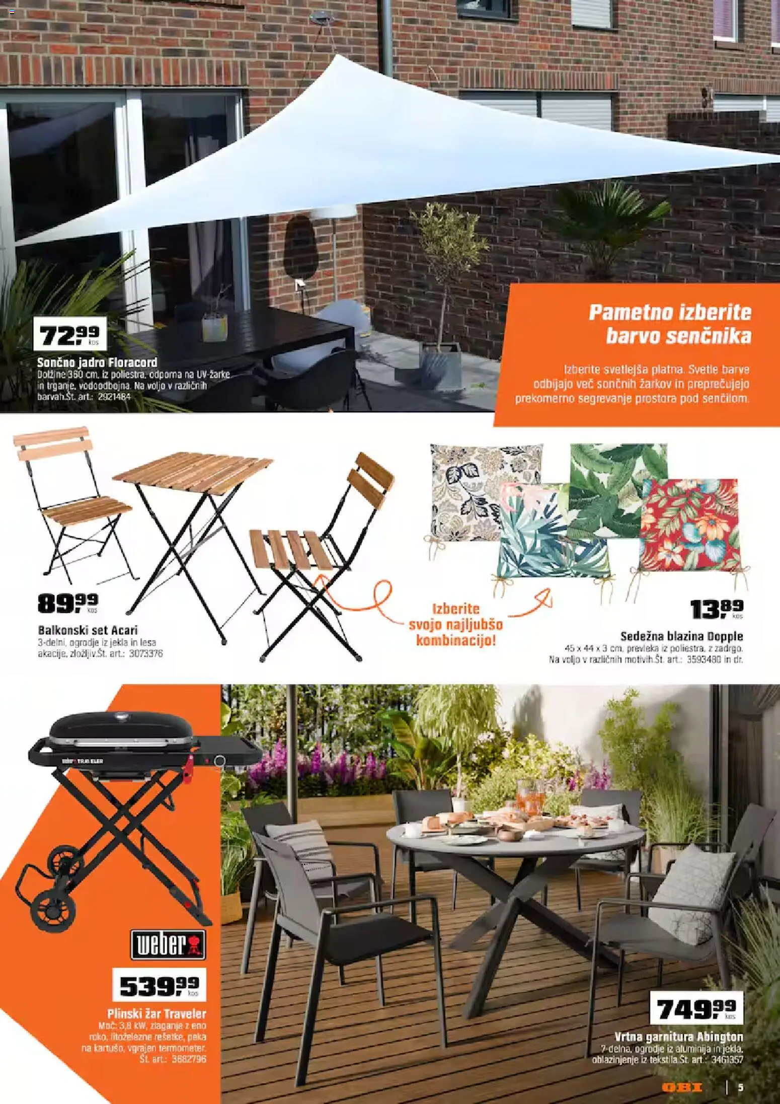 Novi OBI katalog ponudbe – veljaven od 01.04.2026 | Stran: 5 | Izdelki: Balkonski set, Zar, Prevleka, Blazina