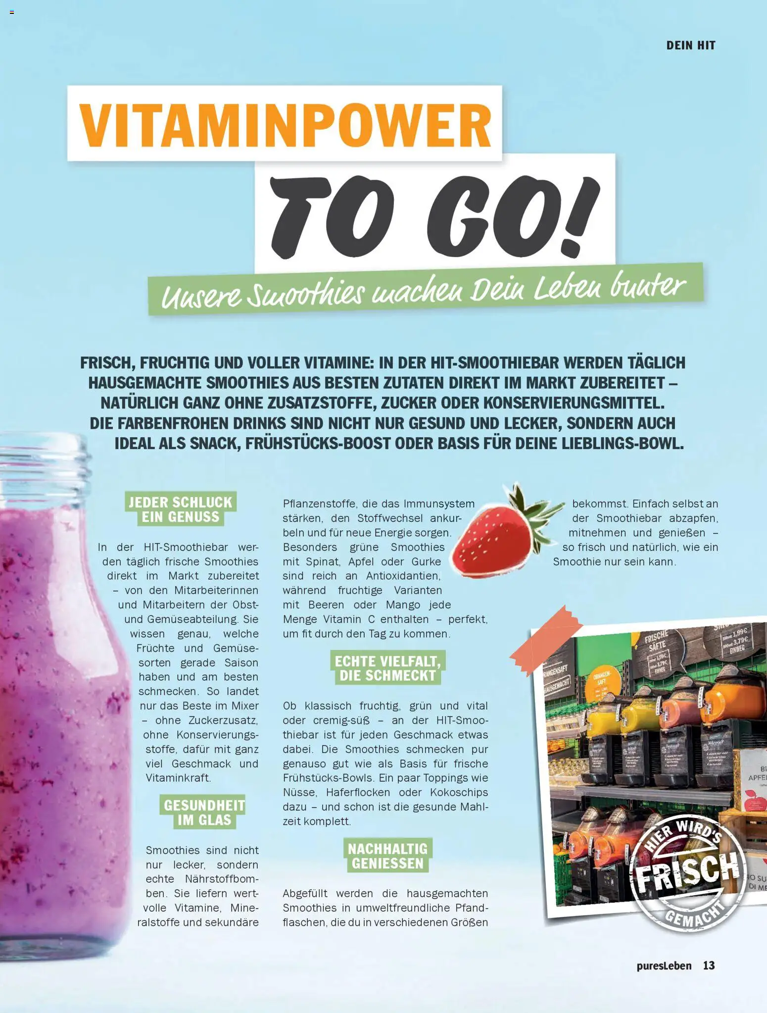 HIT pures Leben 01/2026 – gültig ab 01.01.2026 | Seite: 13 | Produkte: Mixer, Orangen, Zucker, Saft