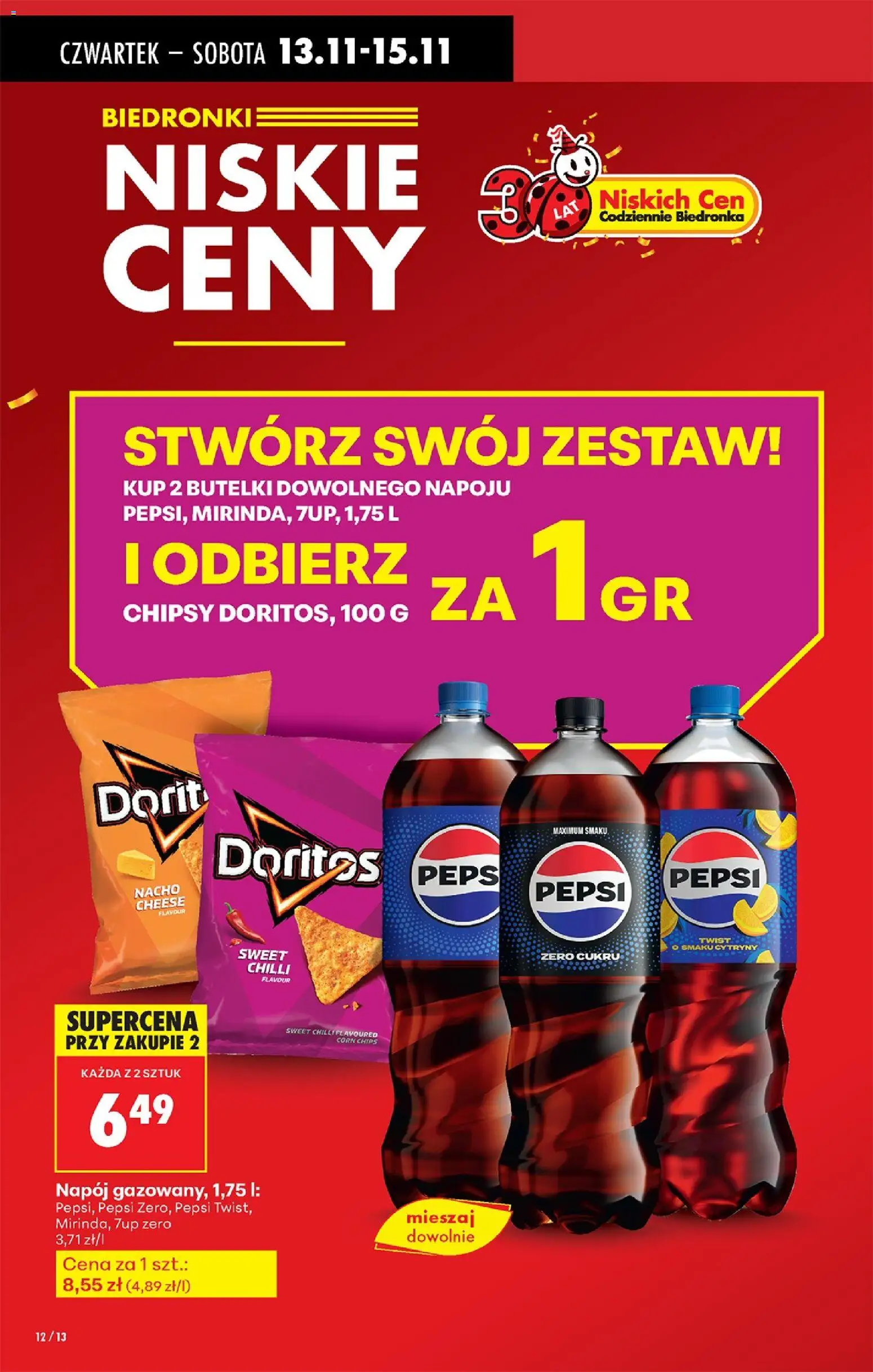 Biedronka gazetka - Oferta w tym tygodniu od 13.11.2025 | Strona: 12 | Produkty: Chipsy, Pepsi, Cytryny, Doritos