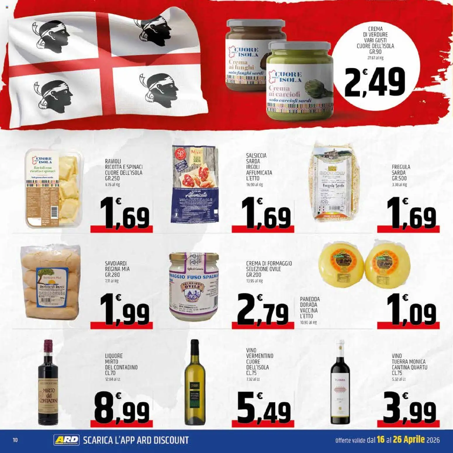 Volantino ARD Discount del 16.04.2026 | Pagina: 10 | Prodotti: Crema, Funghi, Carciofi, Savoiardi