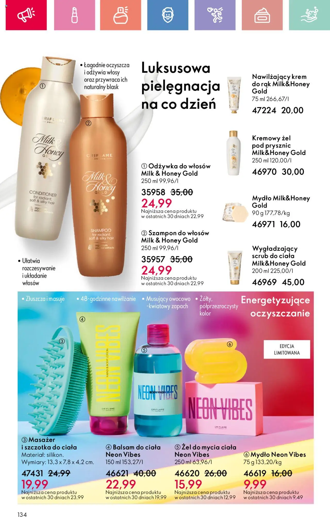Oriflame Katalog 11 2025 od 27.07.2025 | Strona: 134 | Produkty: Prysznic, Szczotka, Szampon, Krem do rąk