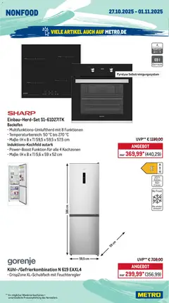 Metro Prospekt 	 ab 27.10.2025 gültig | Seite: 20 | Produkte: Gorenje, Backofen