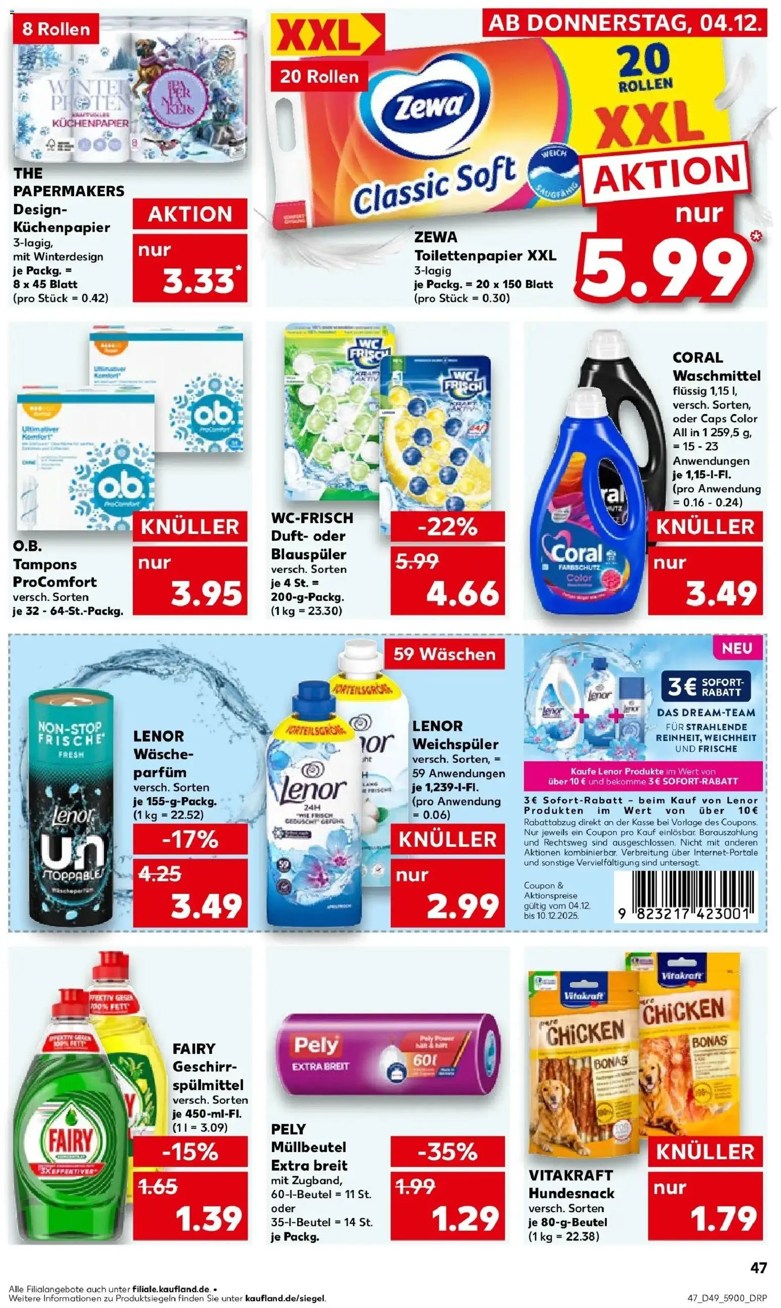 Kaufland prospekt Bernburg (Saale)	 – gültig ab 08.12.2025 | Seite: 47 | Produkte: Coral waschmittel, Zewa, Waschmittel, Geschirrspülmittel