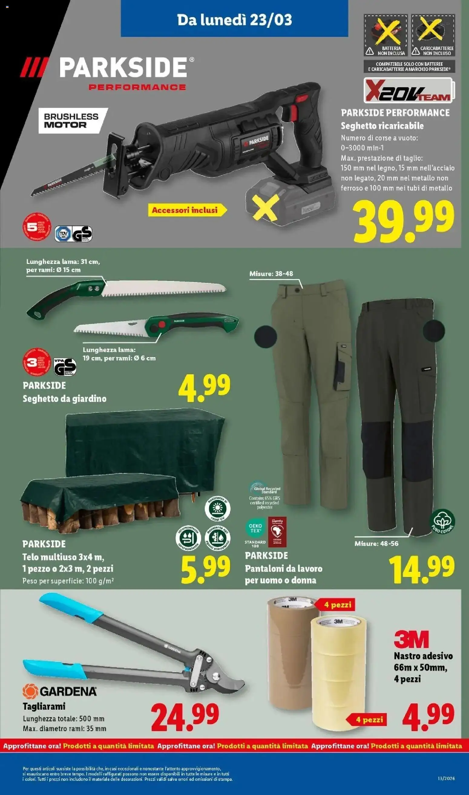Volantino Lidl del 23.03.2026 | Pagina: 31 | Prodotti: Pantaloni, Nastro adesivo, Batteria, Batterie