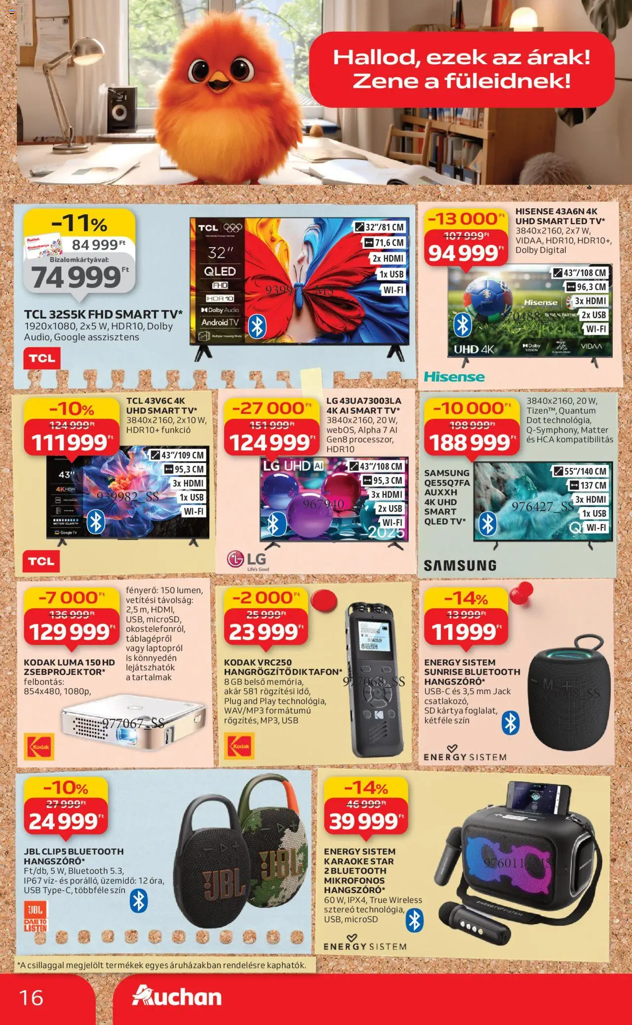 Auchan akciós ujság - amely érvényes a következő dátumtól: 21.08.2025 | Oldal: 16 | Termékek: Audio, USB, TV, Samsung
