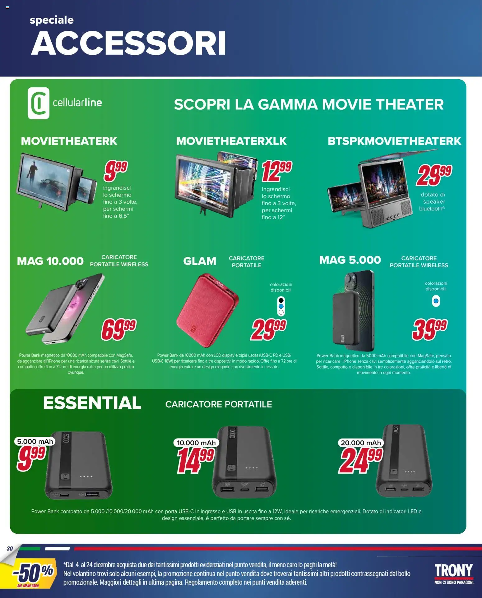 Volantino Trony del 04.12.2025 | Pagina: 30 | Prodotti: Schermo, Power bank, Speaker, USB
