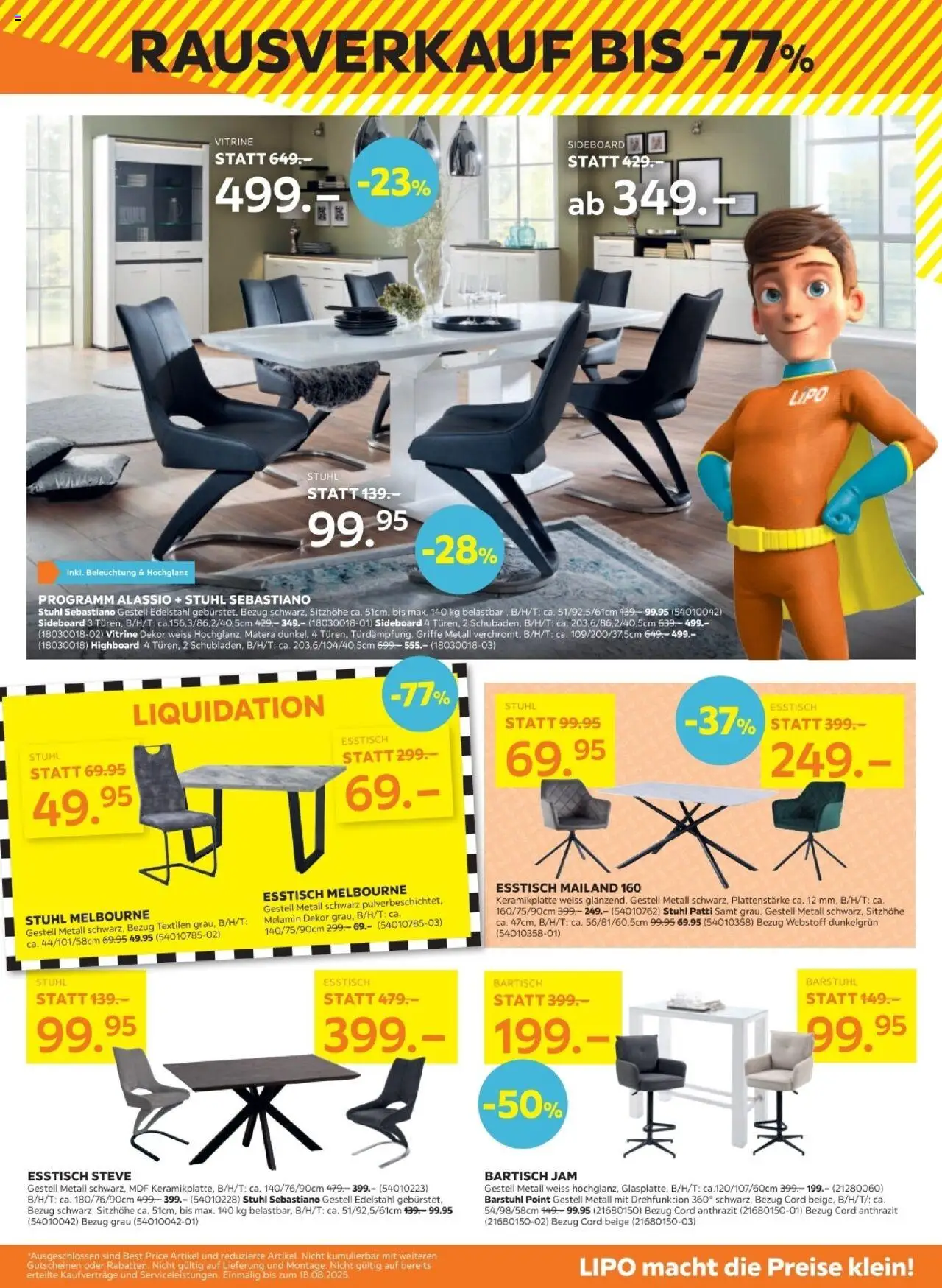 Lipo Aktionen ab 05.08.2025 | Seite: 11 | Produkte: Highboard, Vitrine, Bartisch, Esstisch