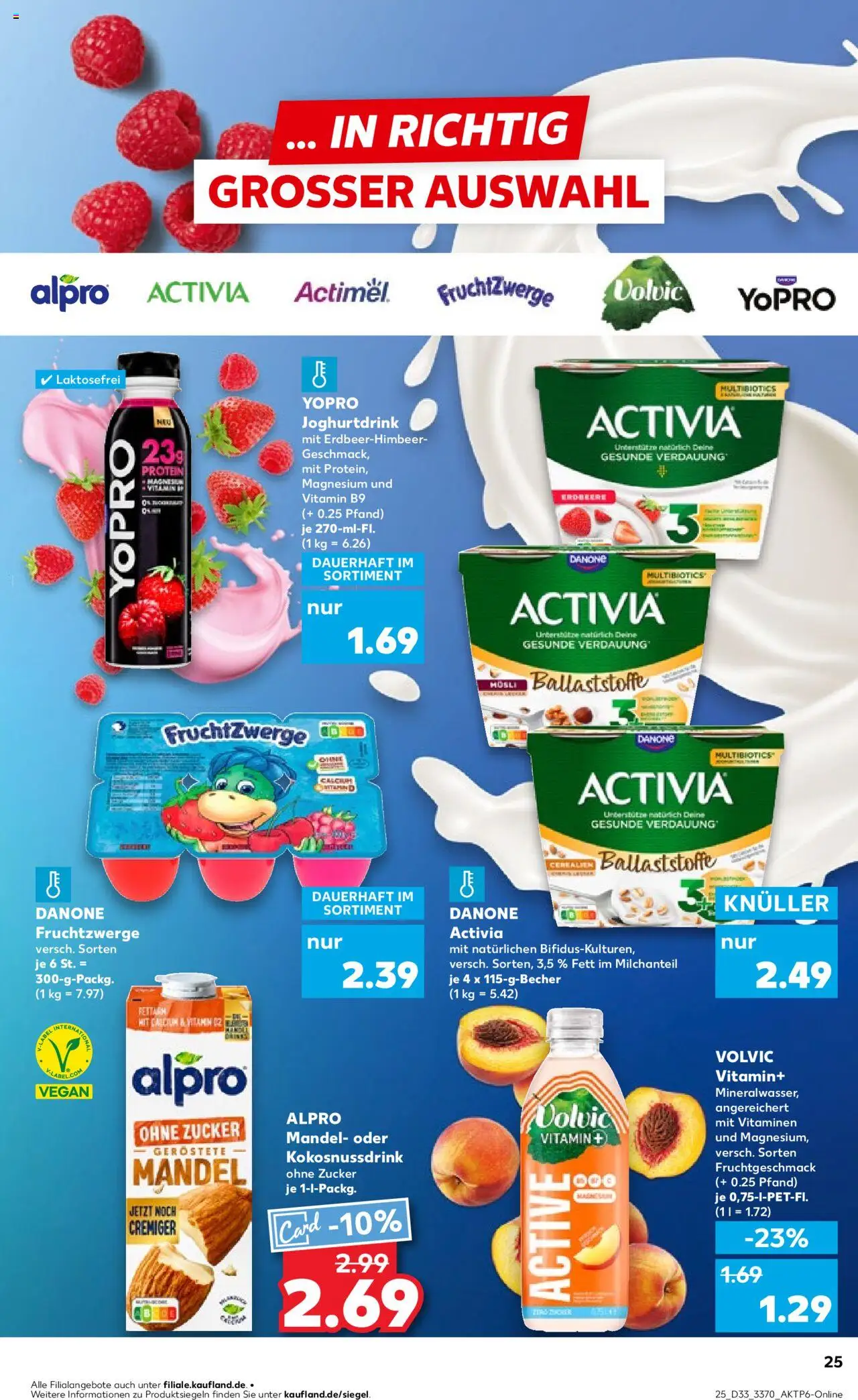 Kaufland Prospekt 	 - gültig ab dem 14.08.2025 | Seite: 27 | Produkte: Danone activia, Fruchtzwerge, Alpro, Volvic