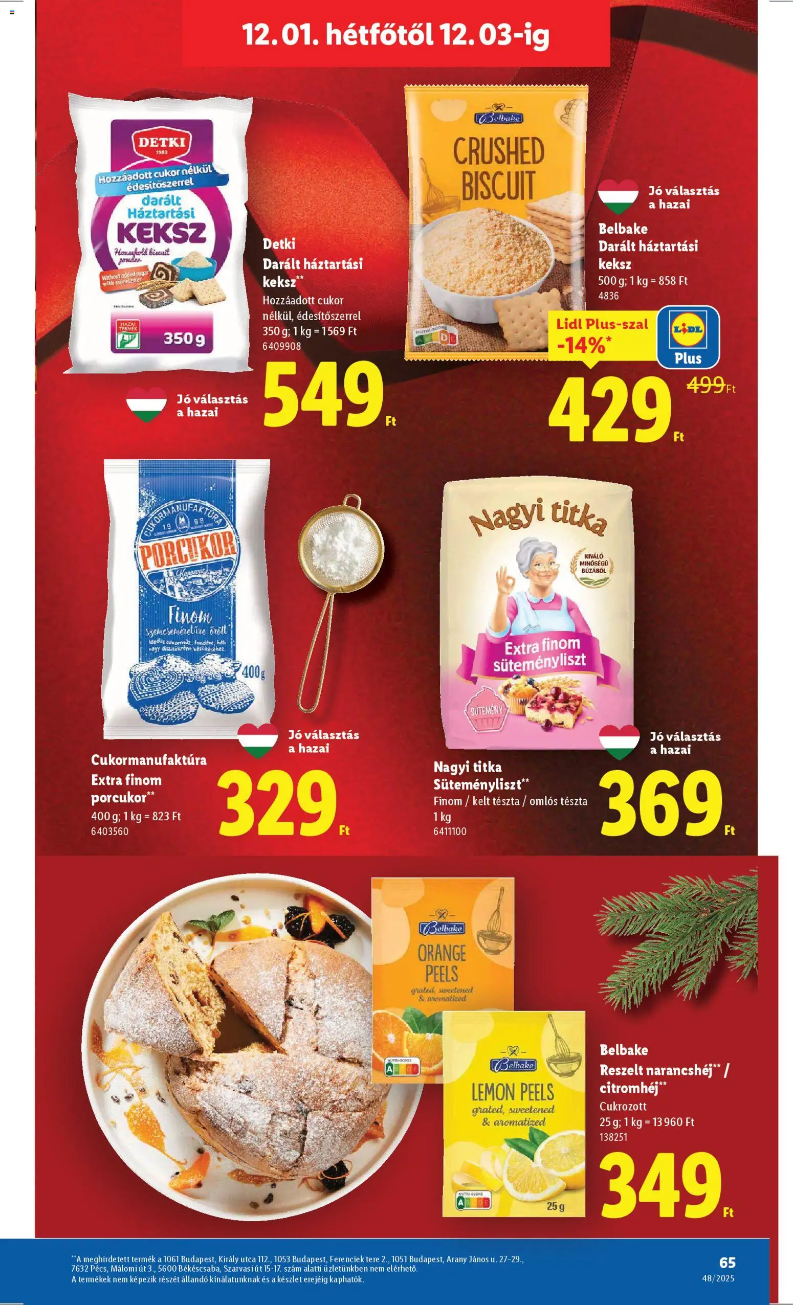 Lidl akciós ujság - amely érvényes a következő dátumtól: 27.11.2025 | Oldal: 65 | Termékek: Háztartási keksz, Tészta, Sütemény, Cukor